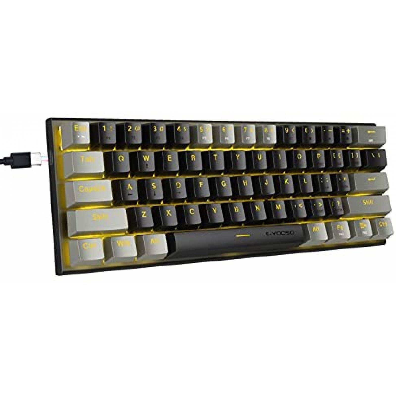 Teclado Gamer 60% Mecanico E-YOOSO de 61 Teclas -Negro