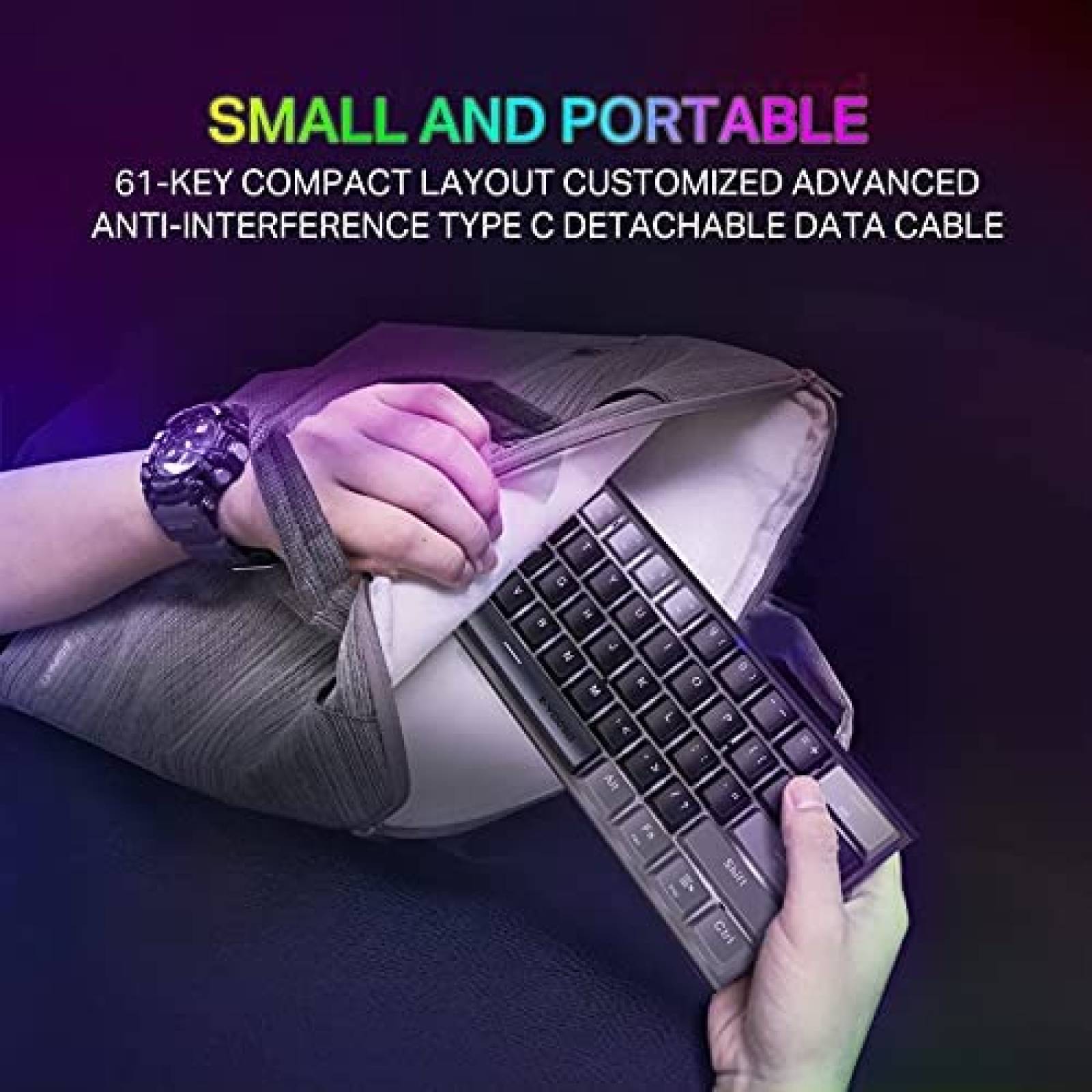 Teclado Gamer 60% Mecanico E-YOOSO de 61 Teclas -Negro