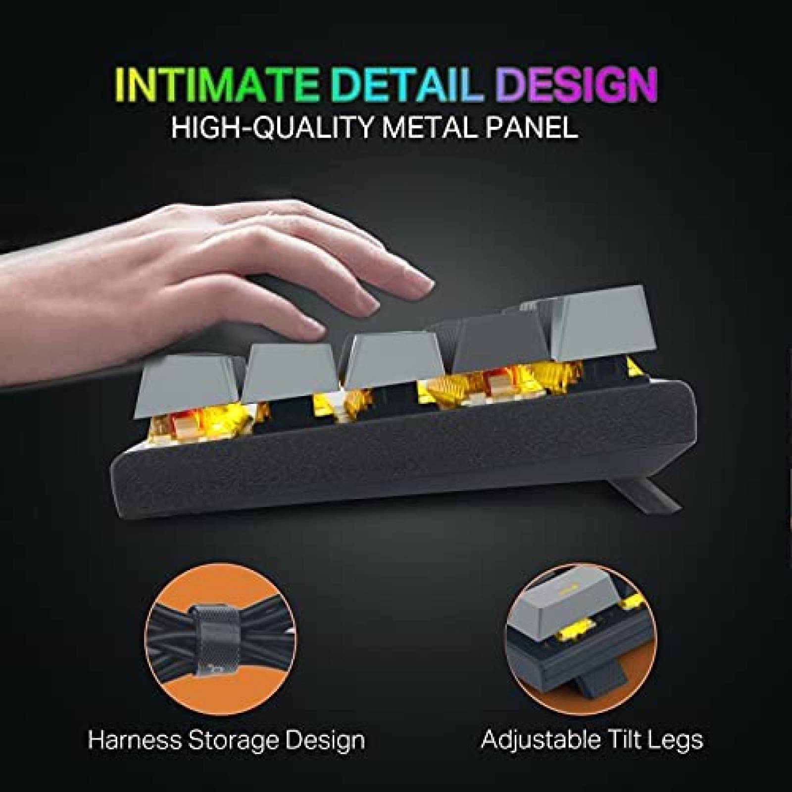 Teclado Gamer 60% Mecanico E-YOOSO de 61 Teclas -Negro