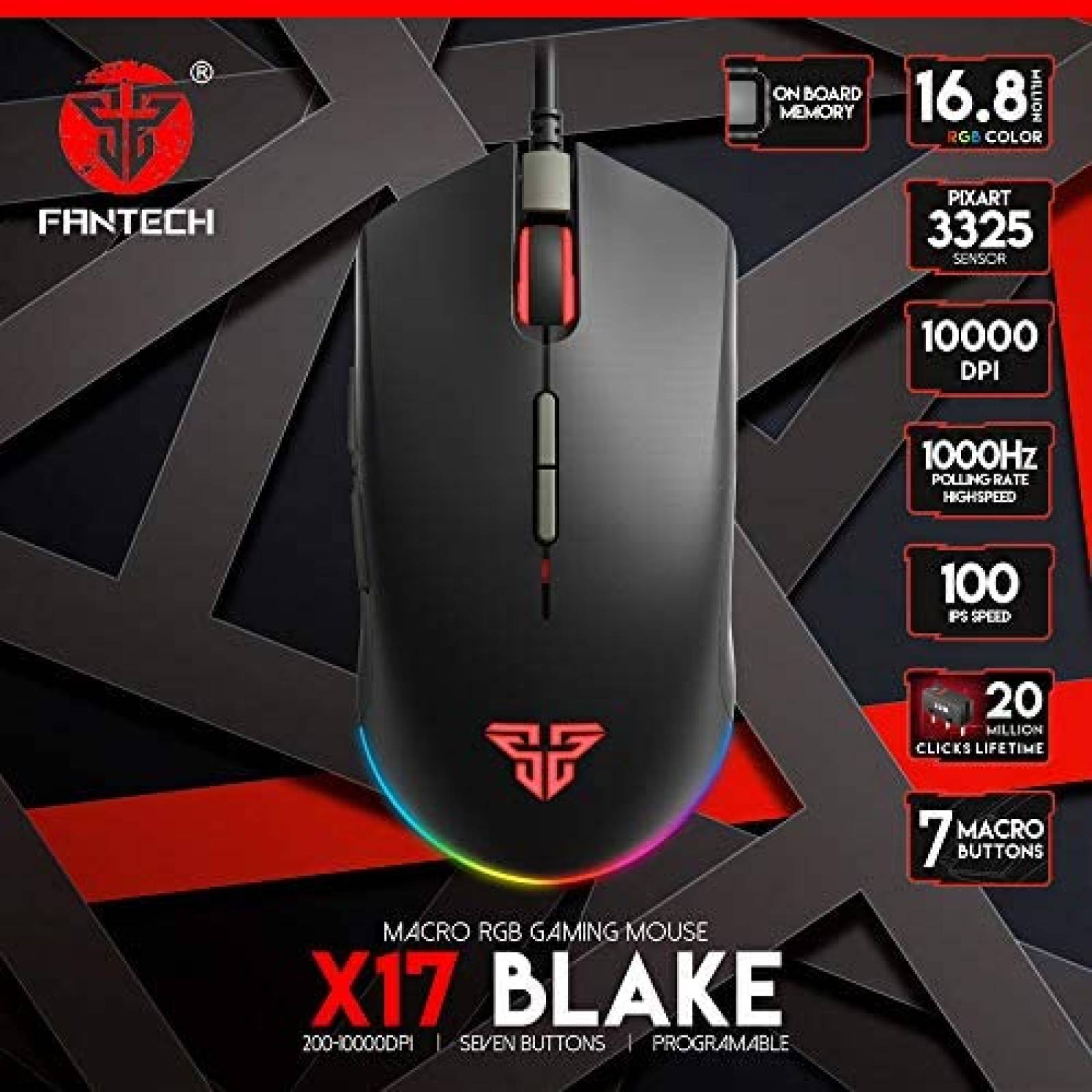 Mouse FANTECH Blake X17 7 Botones Prograables -Negro