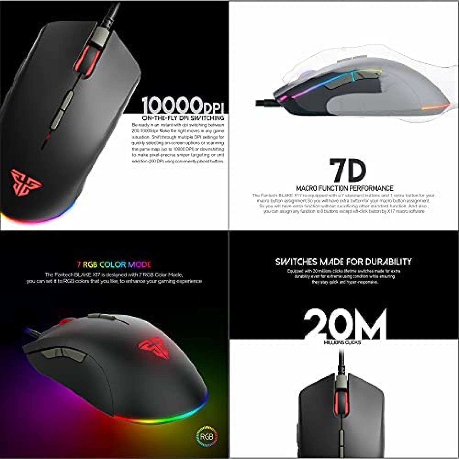 Mouse FANTECH Blake X17 7 Botones Prograables -Negro