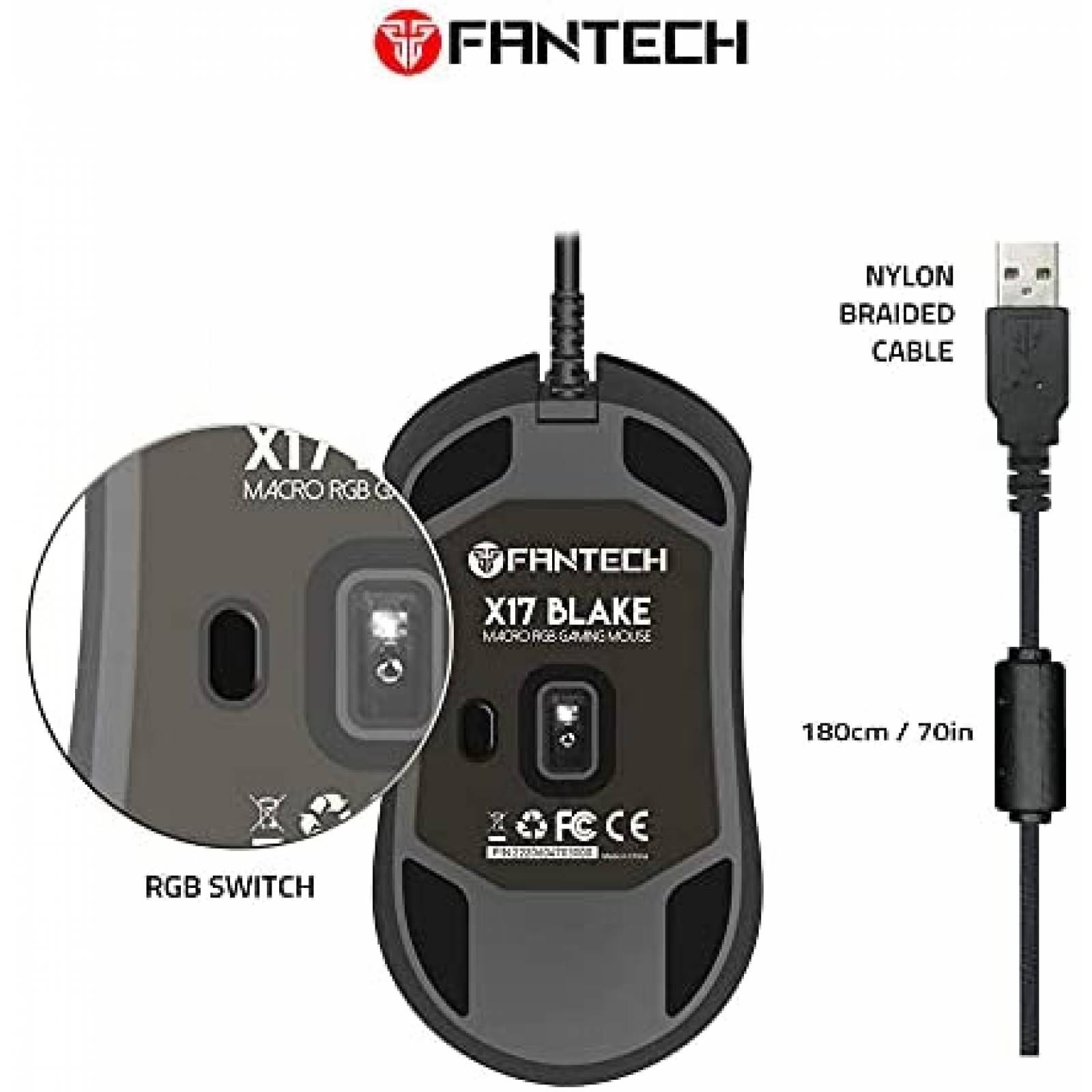Mouse FANTECH Blake X17 7 Botones Prograables -Negro