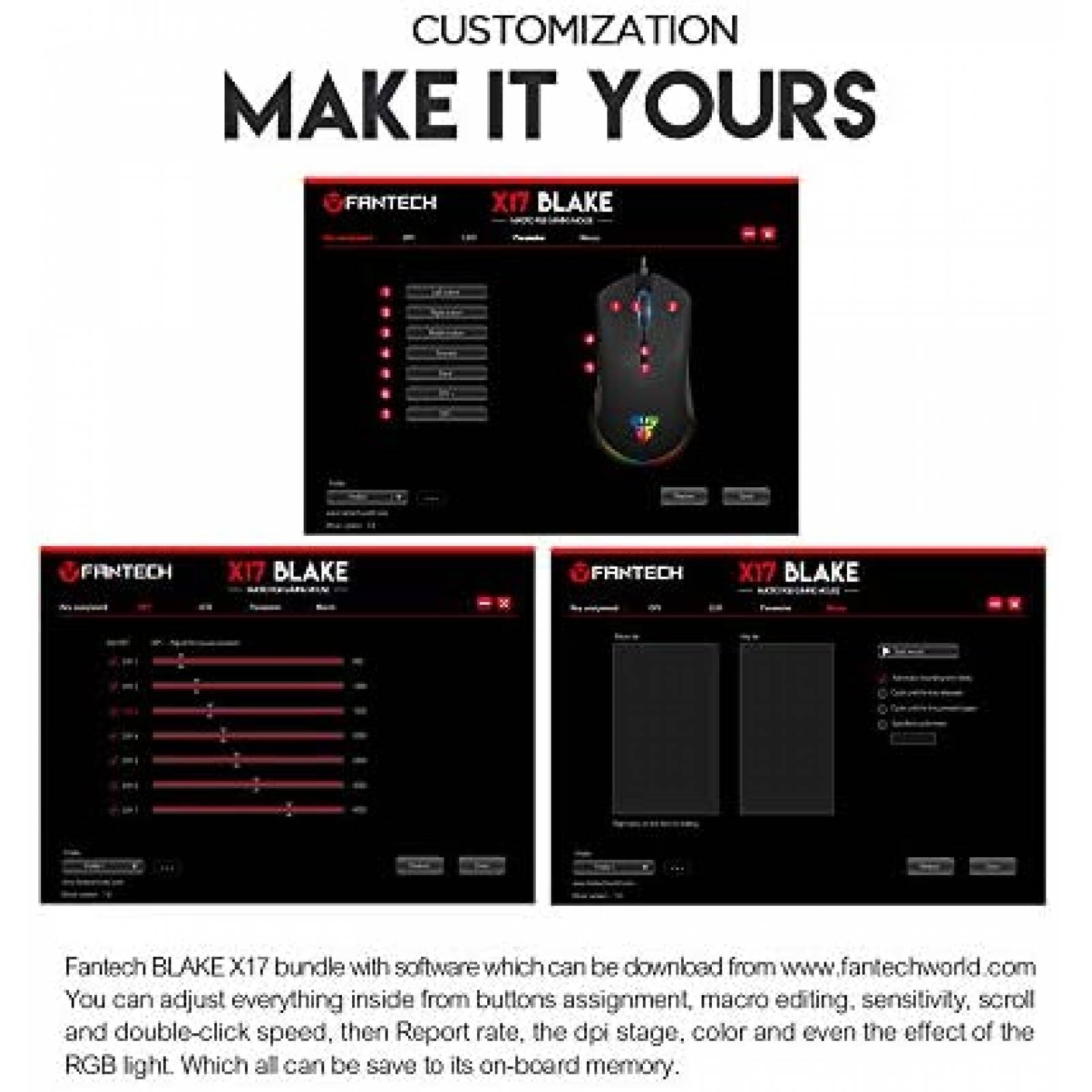 Mouse FANTECH Blake X17 7 Botones Prograables -Negro