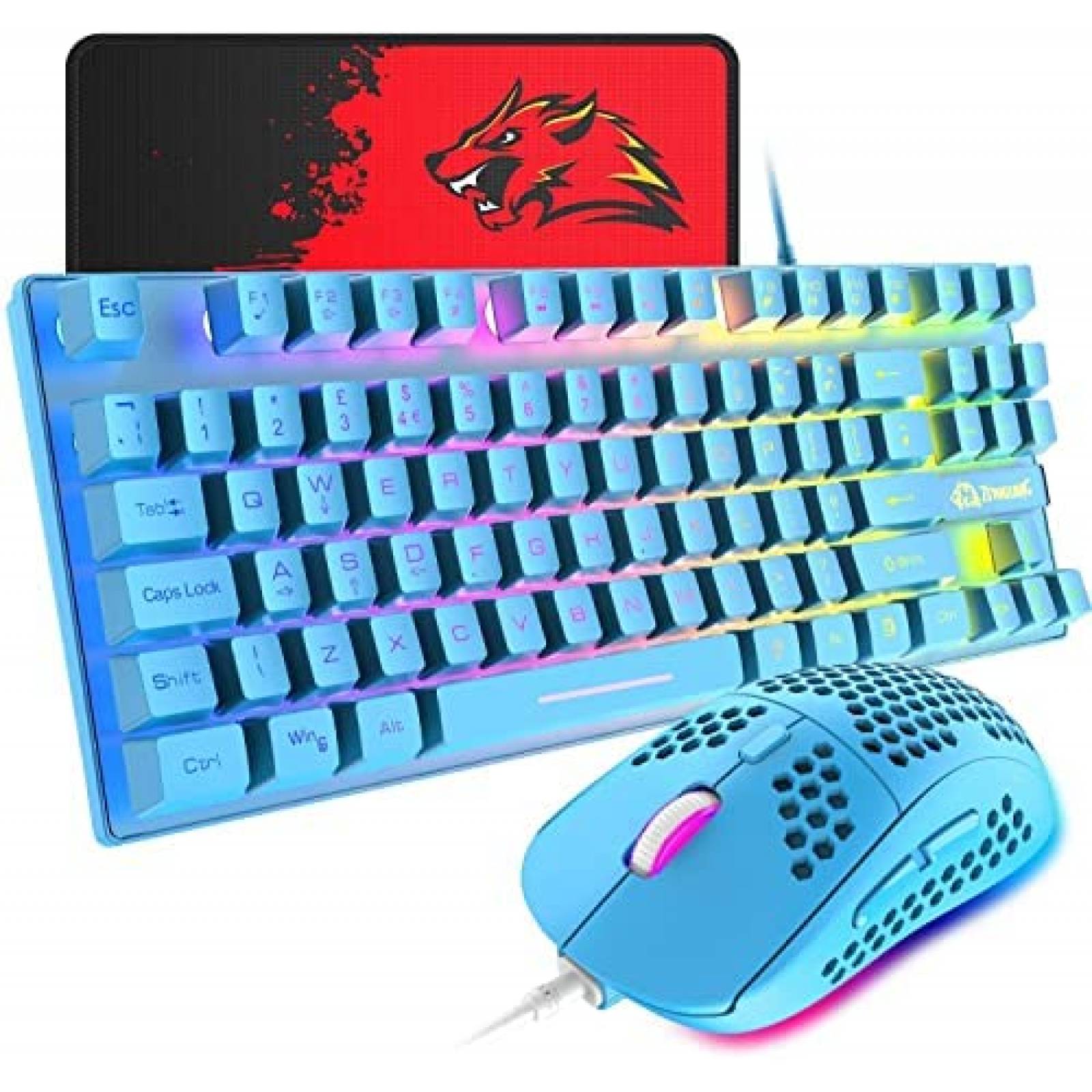Combo de teclado y mouse para juegos FELICON RGB -Azul