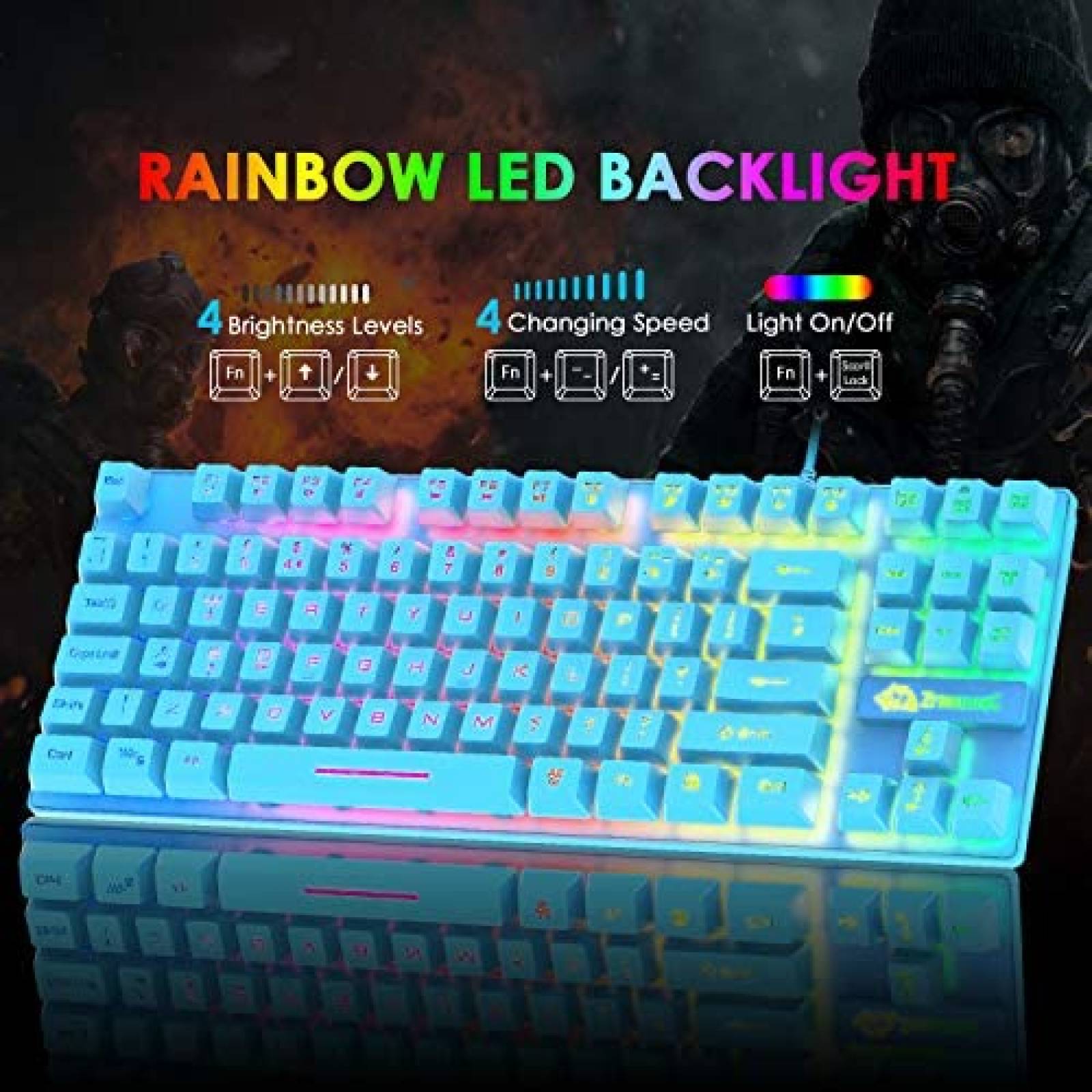 Combo de teclado y mouse para juegos FELICON RGB -Azul