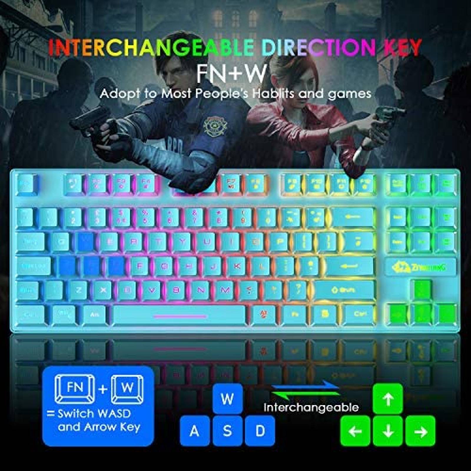 Combo de teclado y mouse para juegos FELICON RGB -Azul