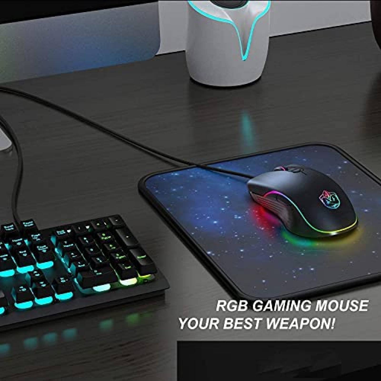 Mouse Generico 8000 DPI 1000Hz RGB 7 Botones -Negro