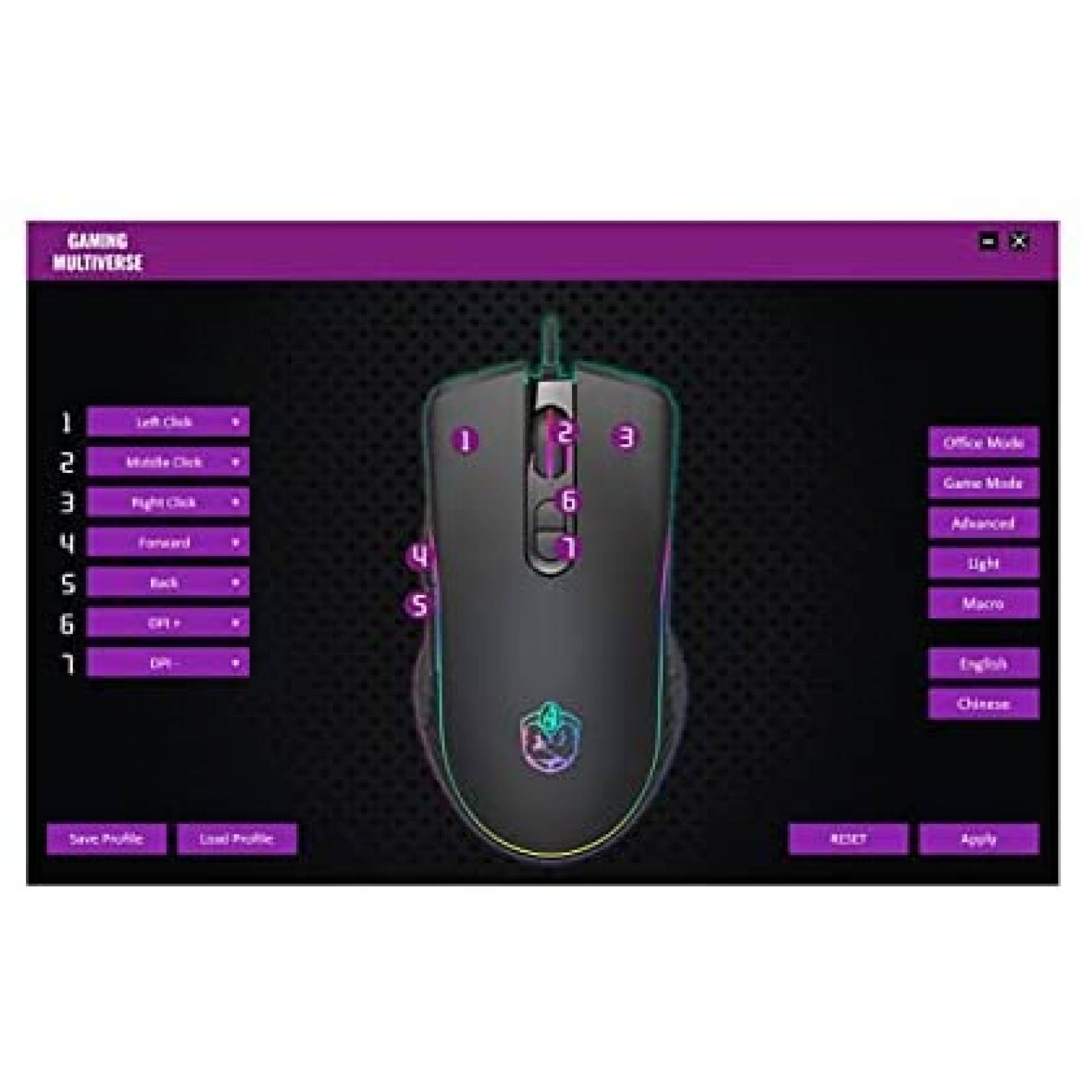 Mouse Generico 8000 DPI 1000Hz RGB 7 Botones -Negro