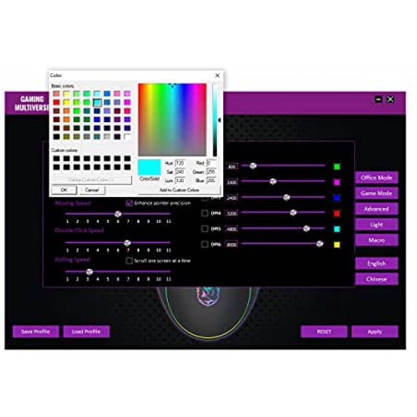 Mouse Generico 8000 DPI 1000Hz RGB 7 Botones -Negro