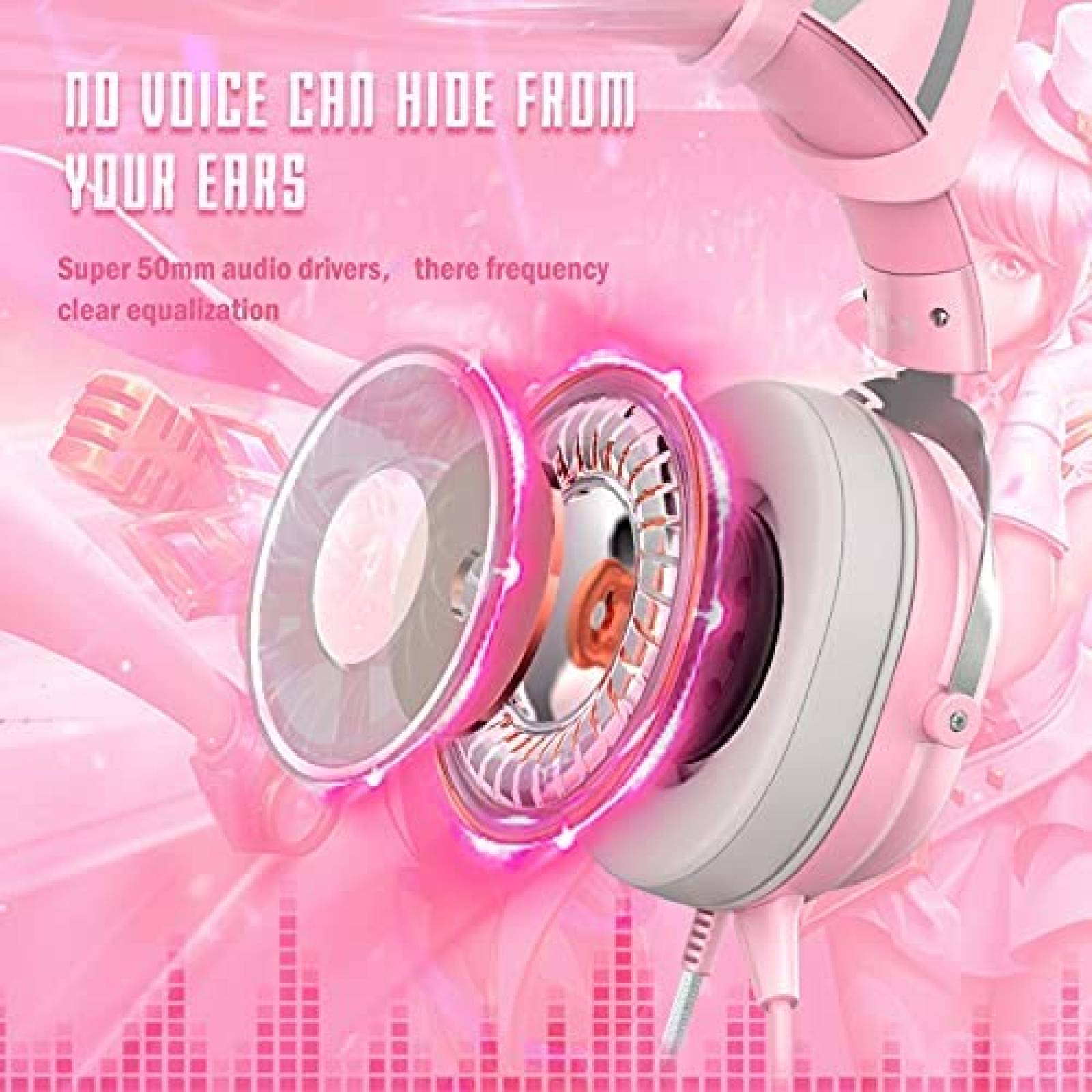 Audifonos alambricos HOLULU Gato adaptador USB C -Rosa