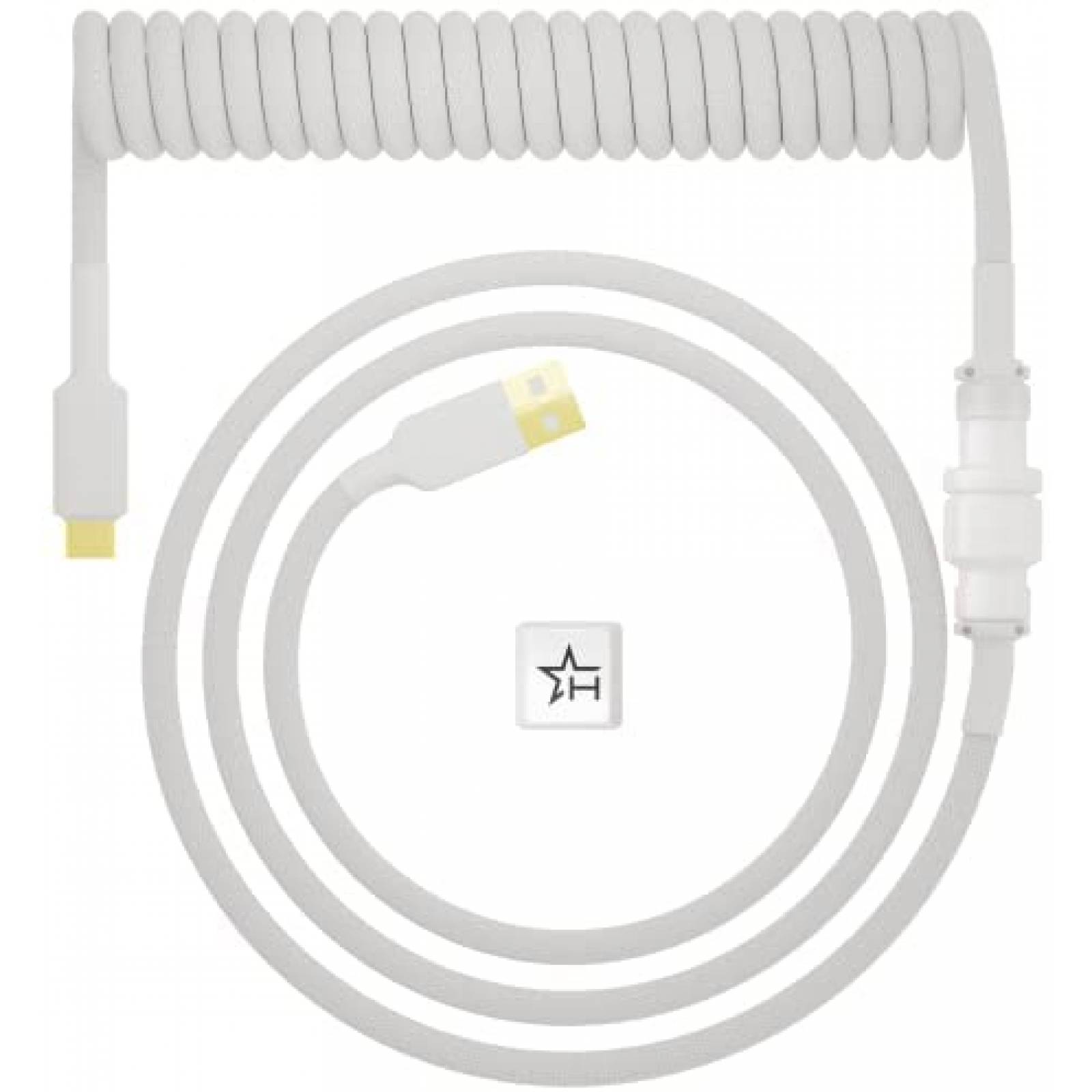 Cable Hystar USB C con Espiral Para Teclado 5 ft -Blanco