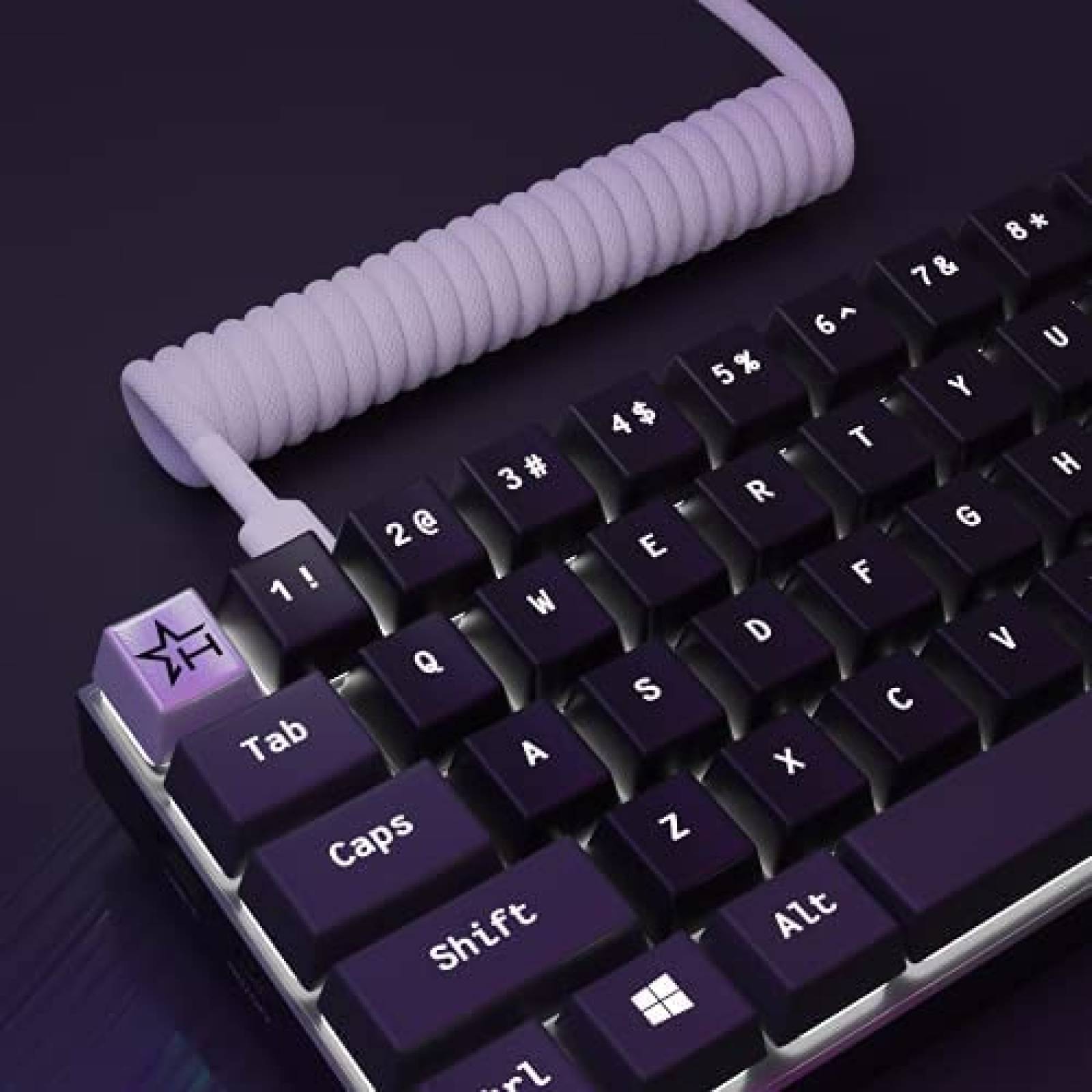 Cable Hystar USB C con Espiral Para Teclado 5 ft -Blanco