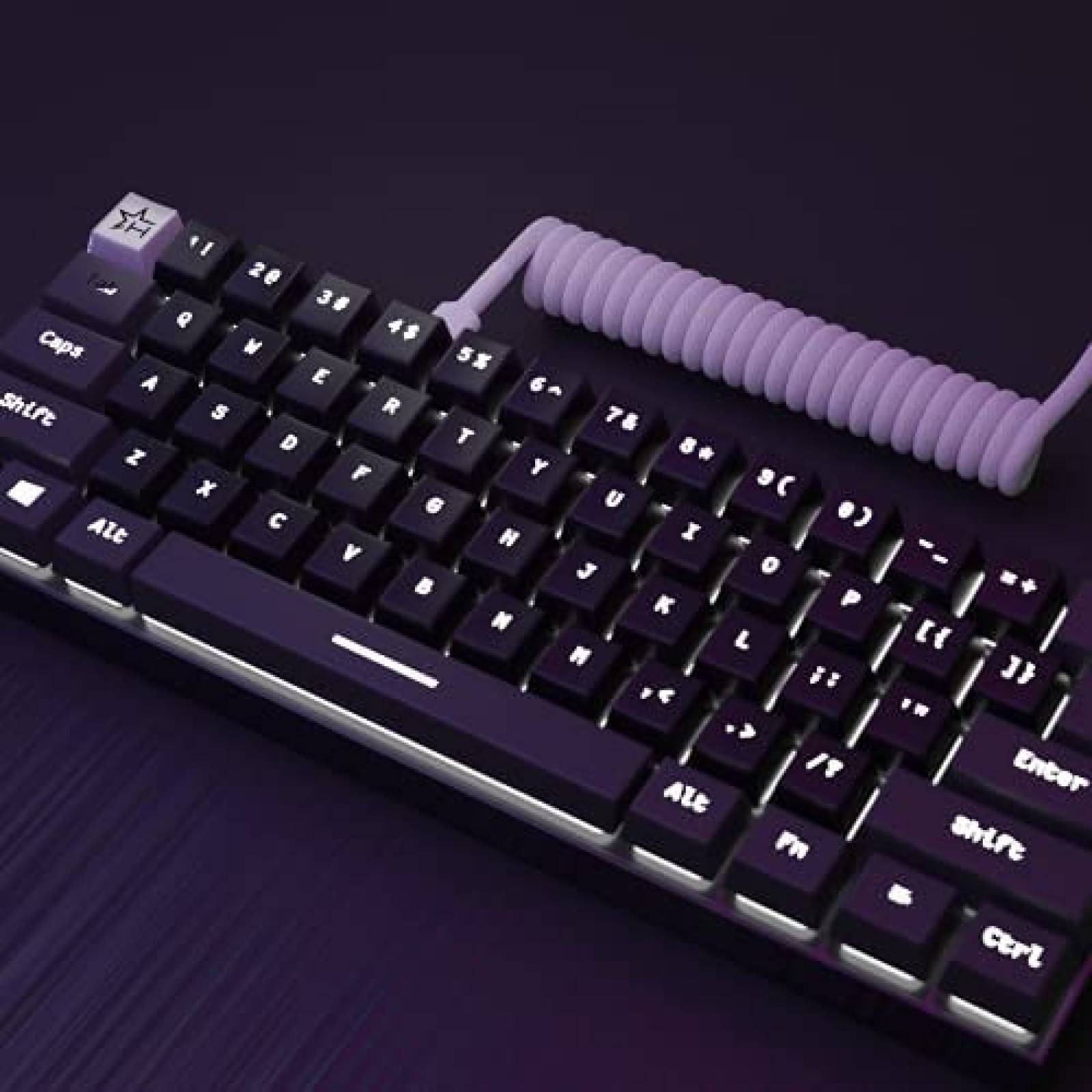 Cable Hystar USB C con Espiral Para Teclado 5 ft -Blanco