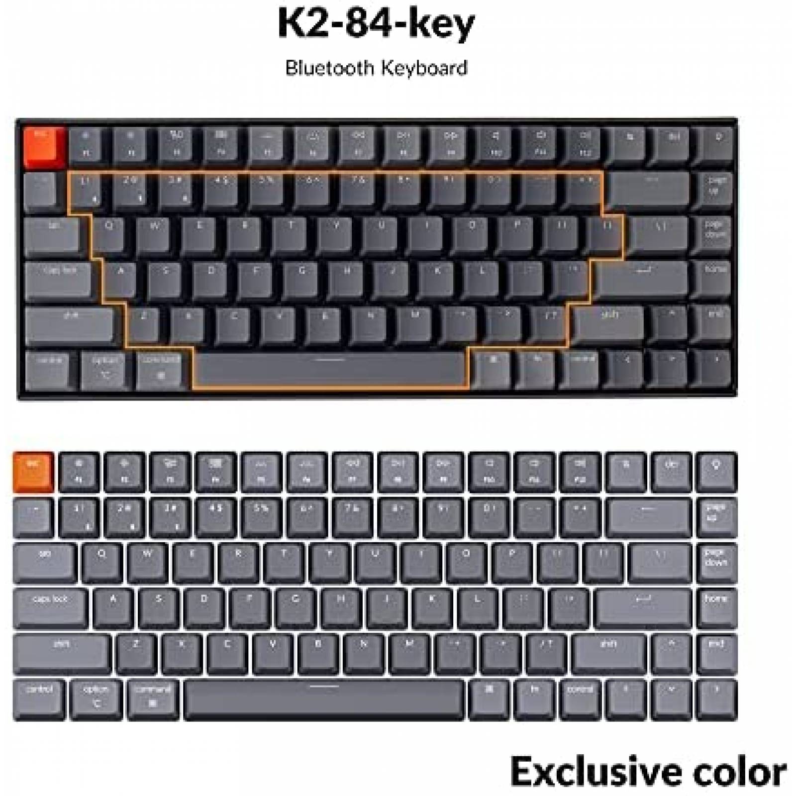 Teclado Bluetooth Keychron K2 de 84 Teclas LED -Negro