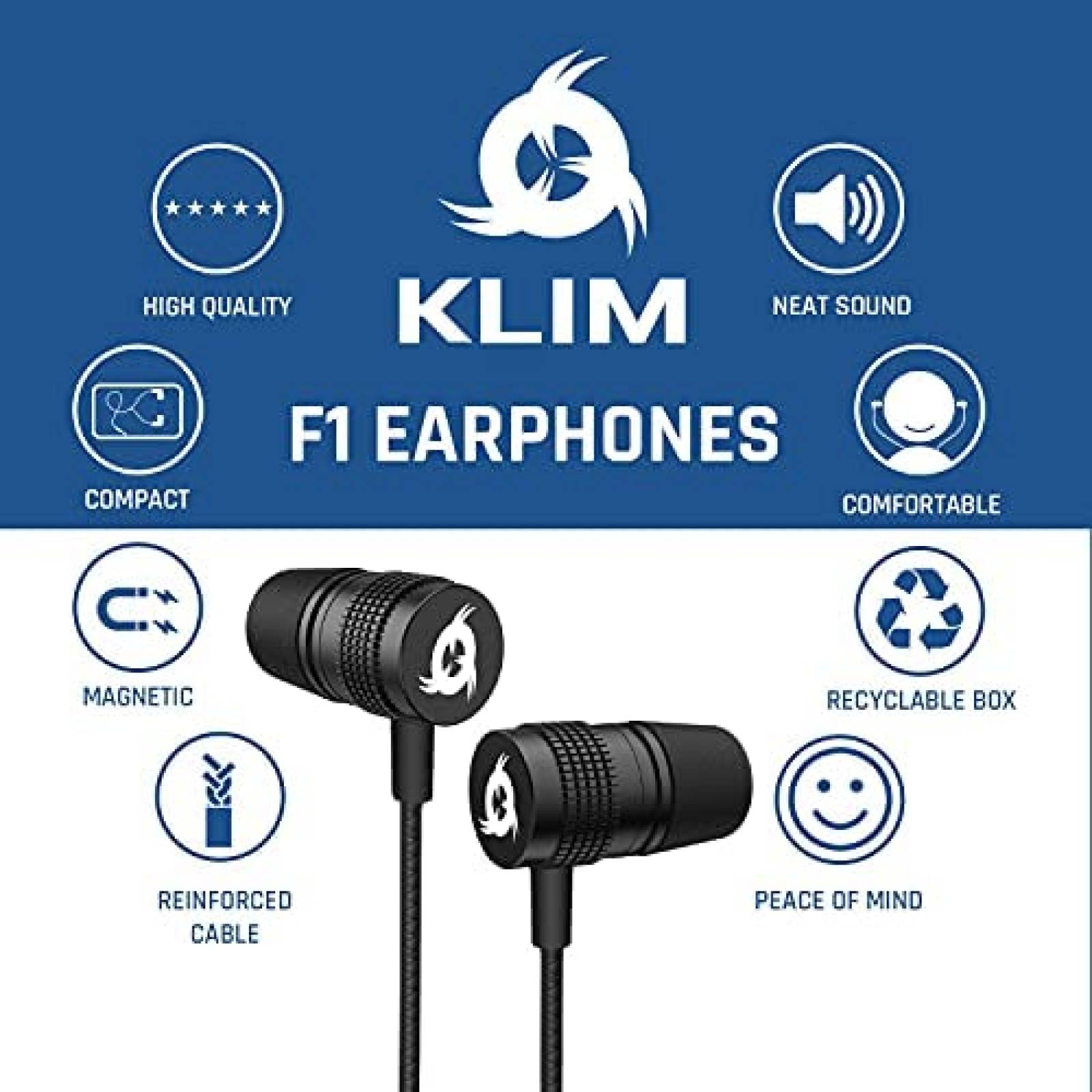 Audifonos KLIM F1 con Microfono Incorporado -Negro