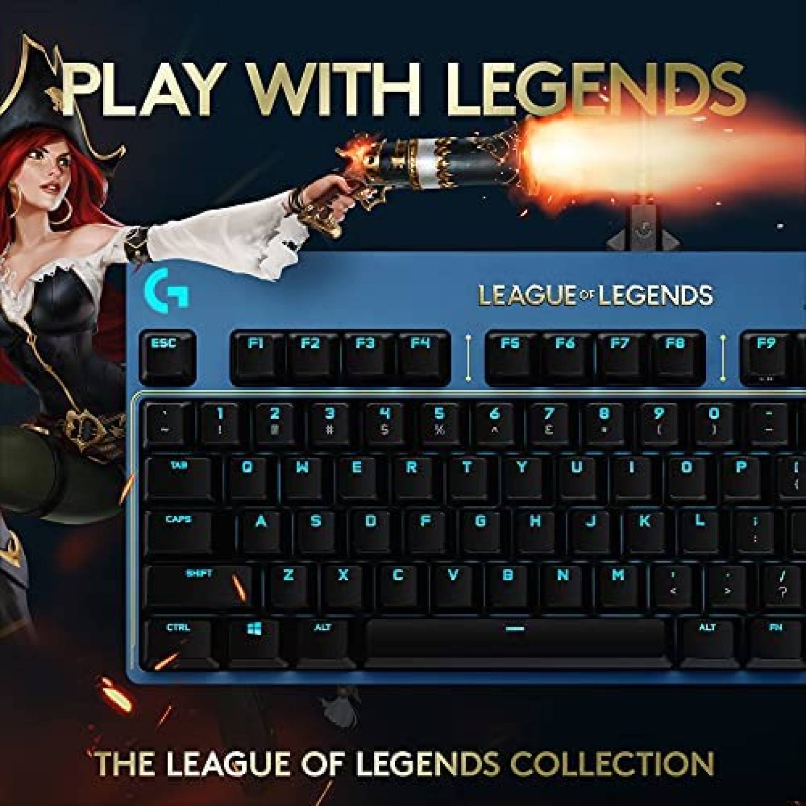 Teclado Logitech G League of Legends Mecanico Portatil -Azul