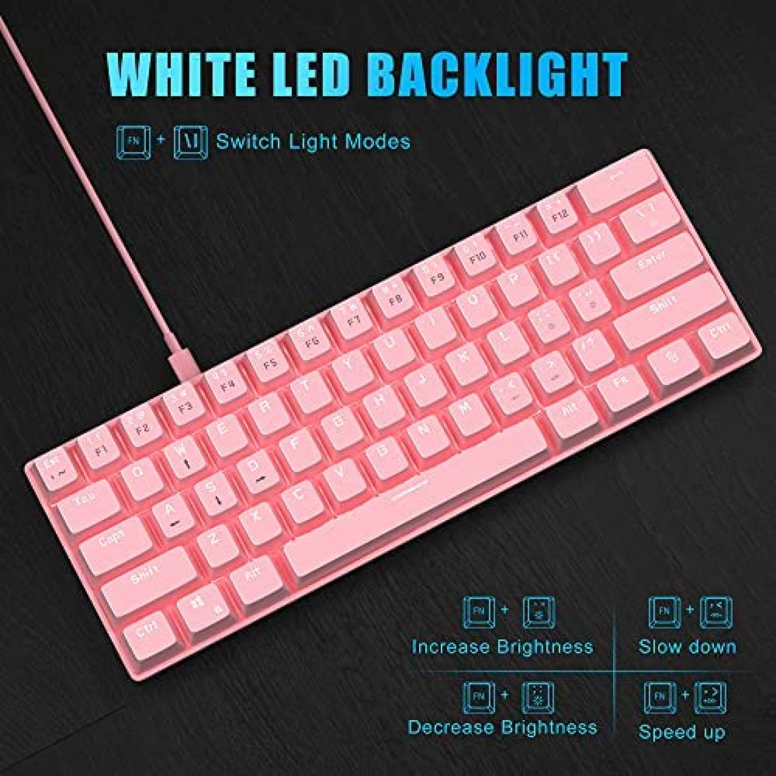 Teclado para PC MageGee con Retroiluminado LED -Rosa