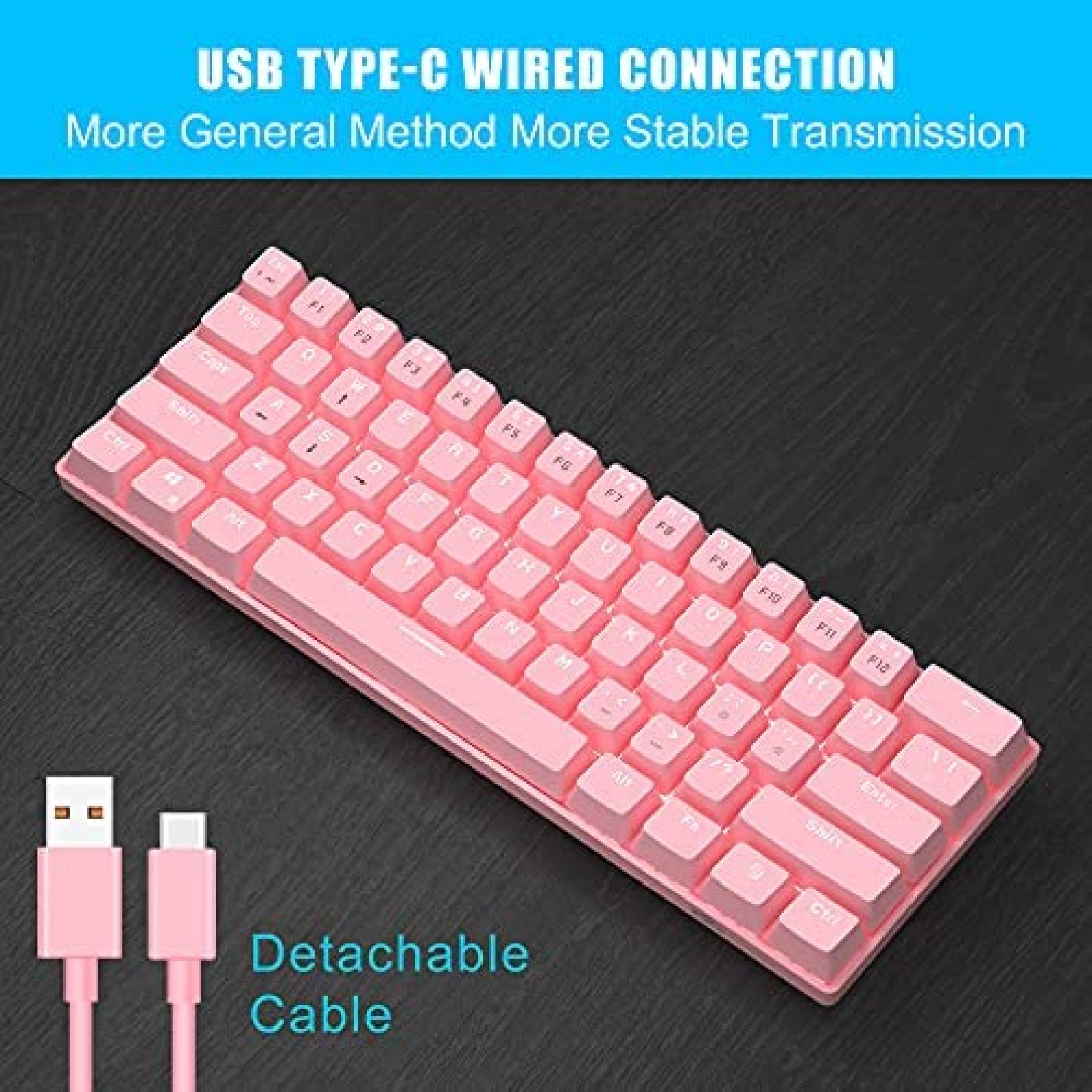Teclado para PC MageGee con Retroiluminado LED -Rosa