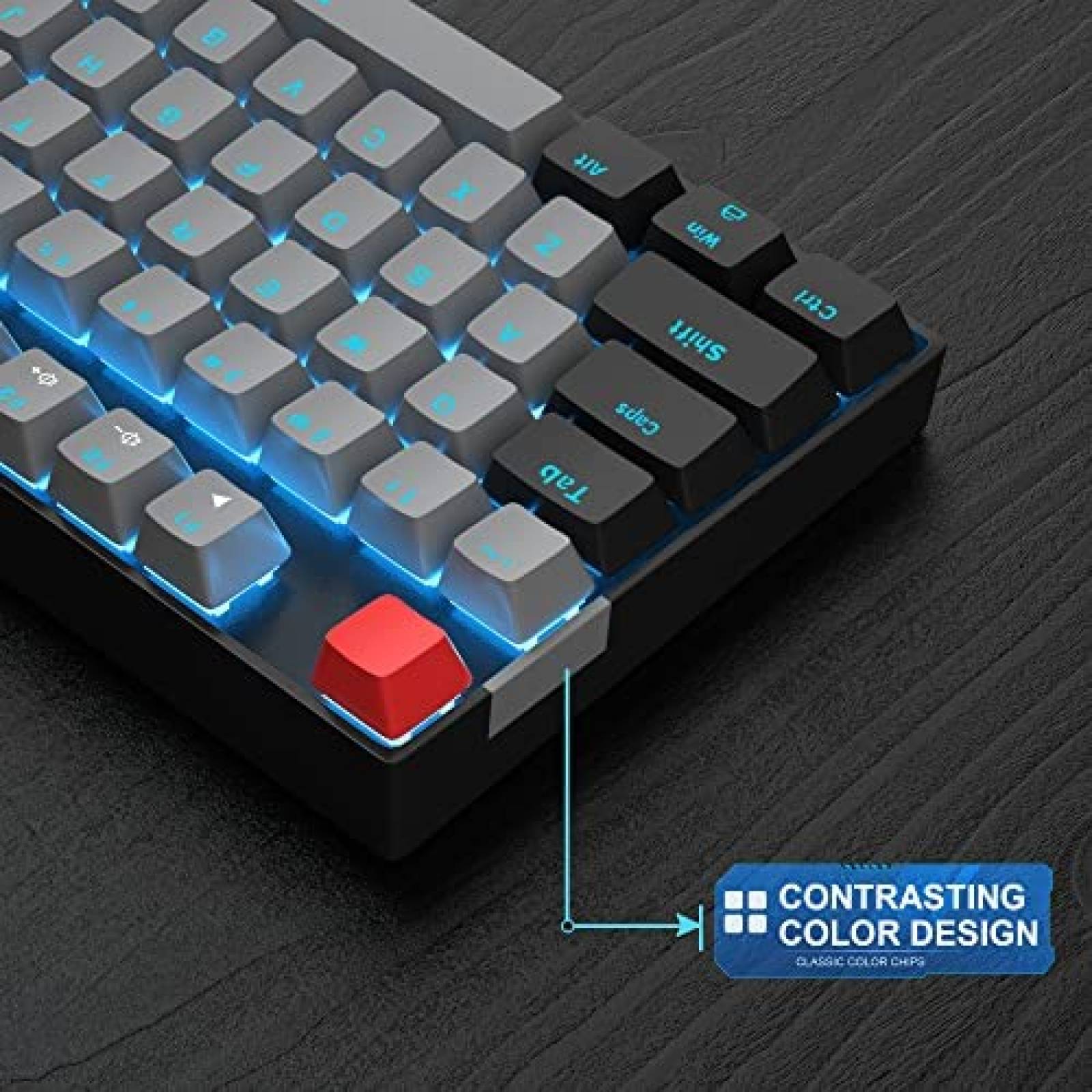 Teclado Gamer MageGee de 87 Teclas con Luz LED -Negro/Gris