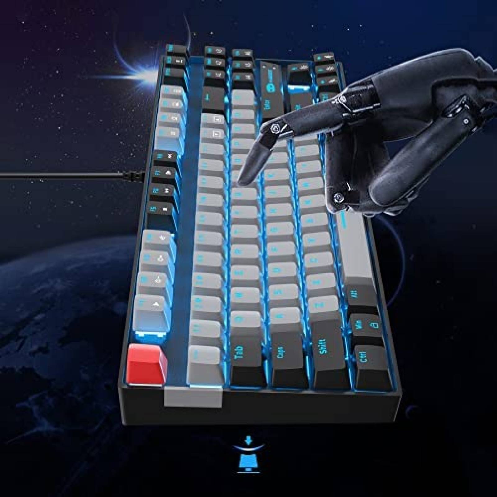 Teclado Gamer MageGee de 87 Teclas con Luz LED -Negro/Gris