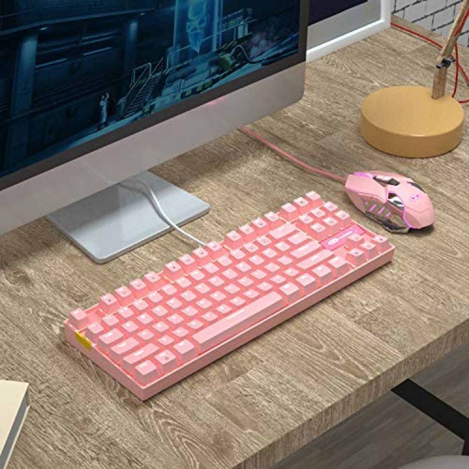Teclado MageGee MK Star 87 Teclas Cable USB -Rosa
