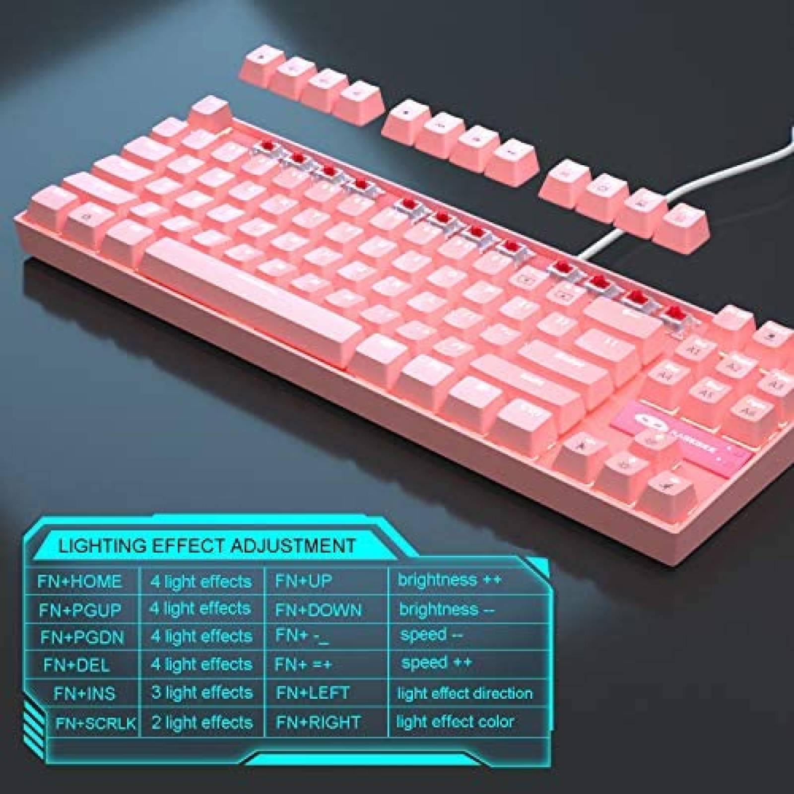 Teclado MageGee MK Star 87 Teclas Cable USB -Rosa