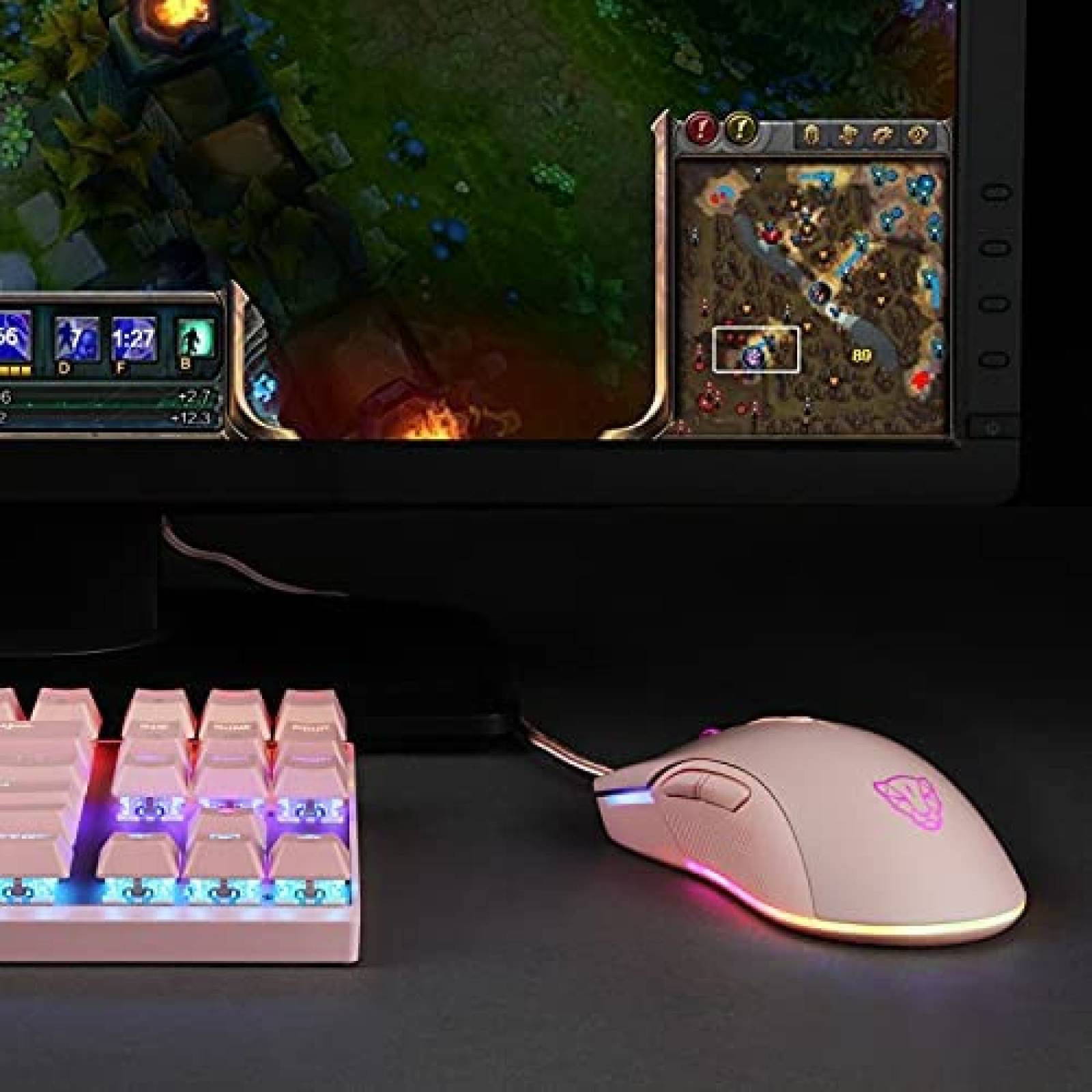 Mouse Gamer Motospeed V70 USB con DPI de 6400 -Rosa