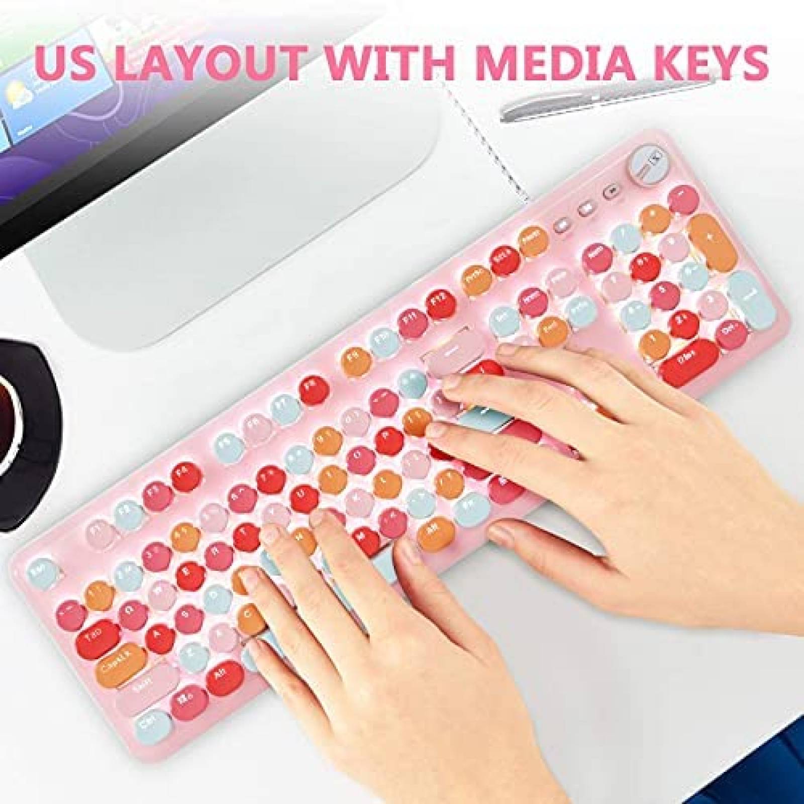 Teclado N/A K520 Mecanico USB Gaming Retro compatible -Rosa