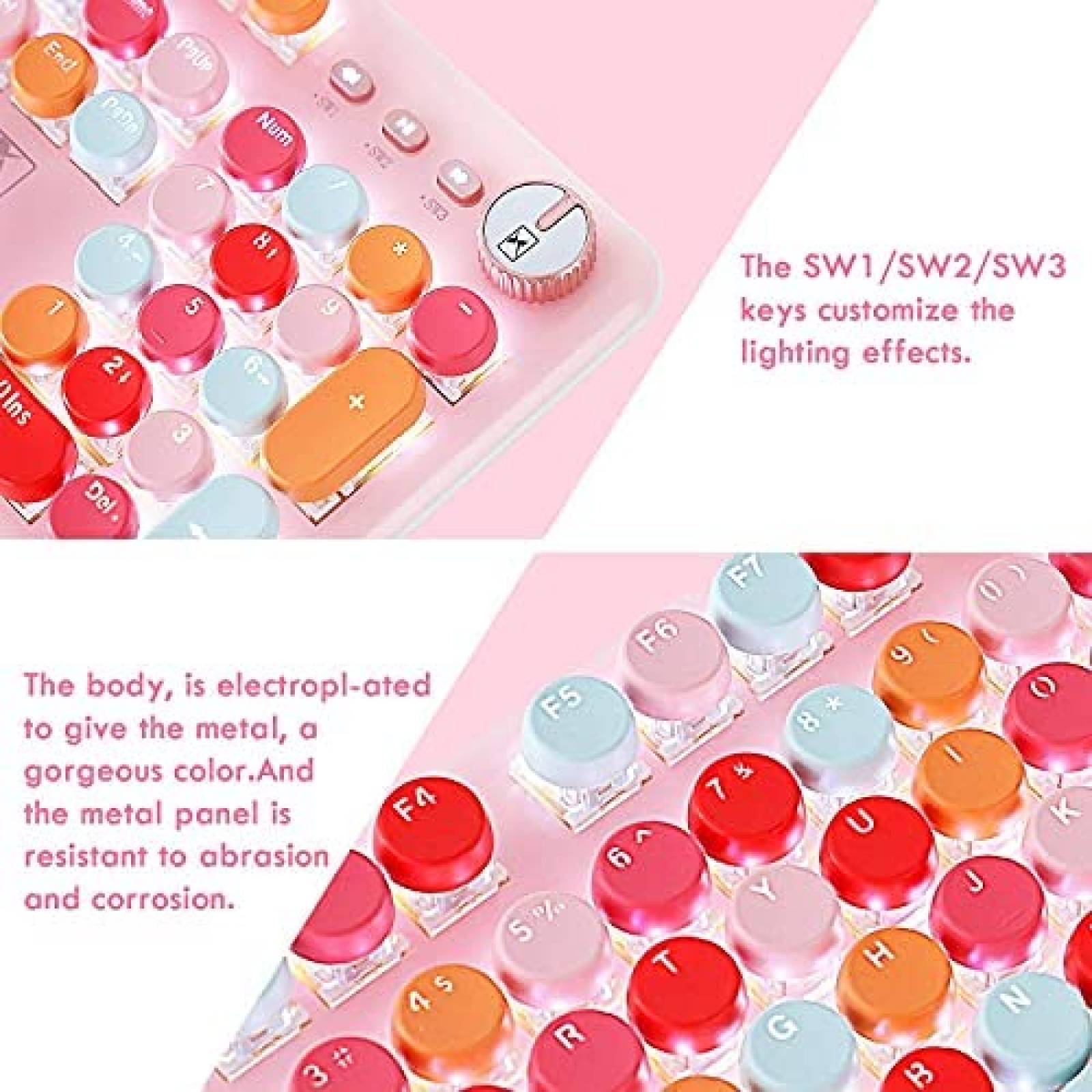Teclado N/A K520 Mecanico USB Gaming Retro compatible -Rosa