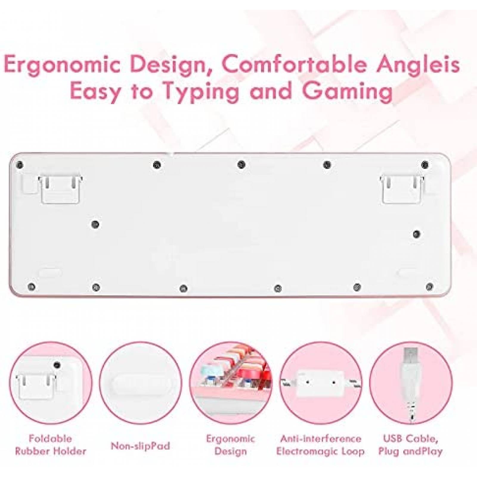 Teclado N/A K520 Mecanico USB Gaming Retro compatible -Rosa