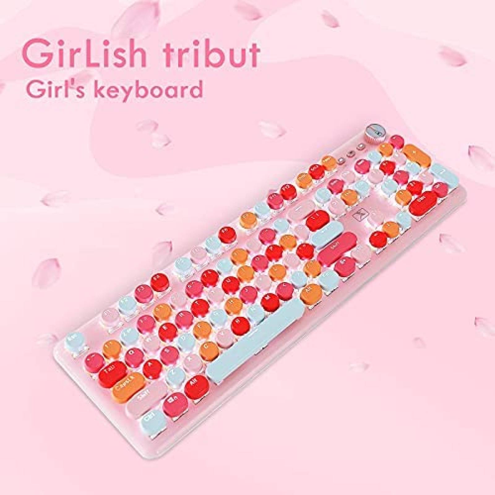 Teclado N/A K520 Mecanico USB Gaming Retro compatible -Rosa