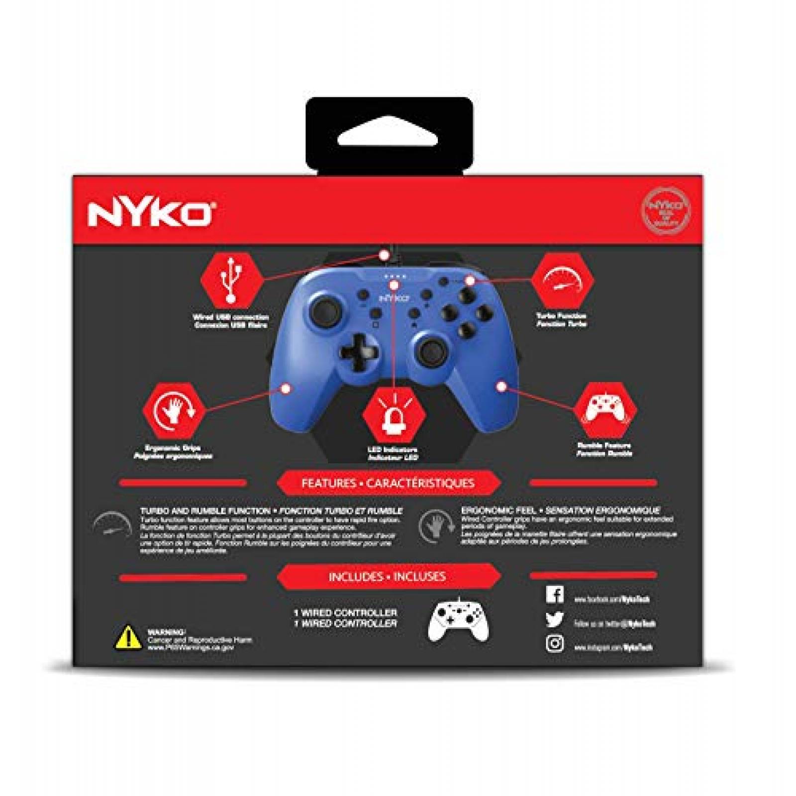 Control para Consola Nyko Nintendo Switch Conexion USB -Azul
