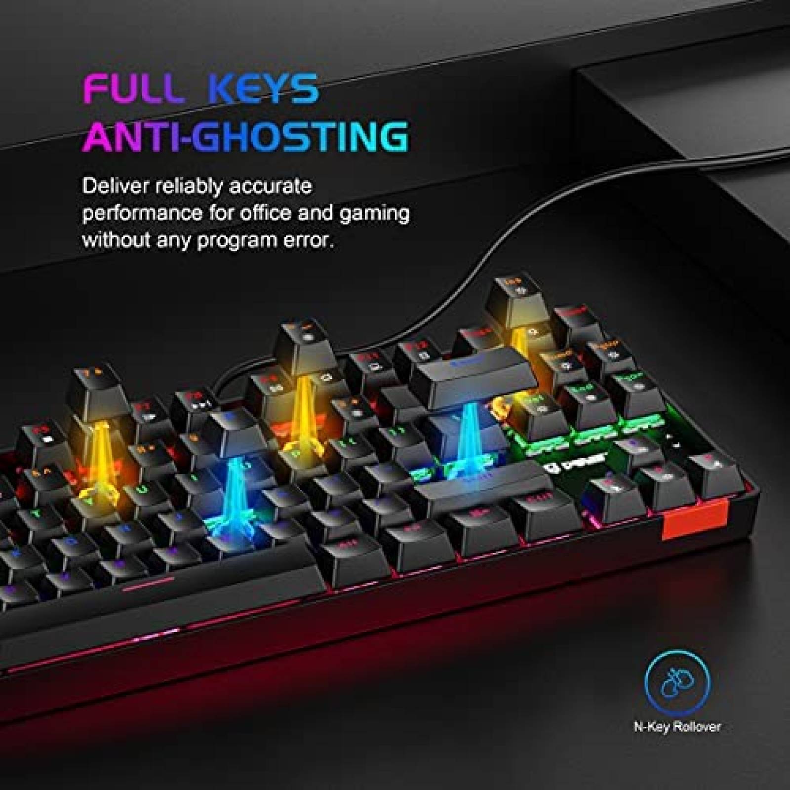 Teclado para PC Punkston TK87 con Retroiluminado RGB -Negro