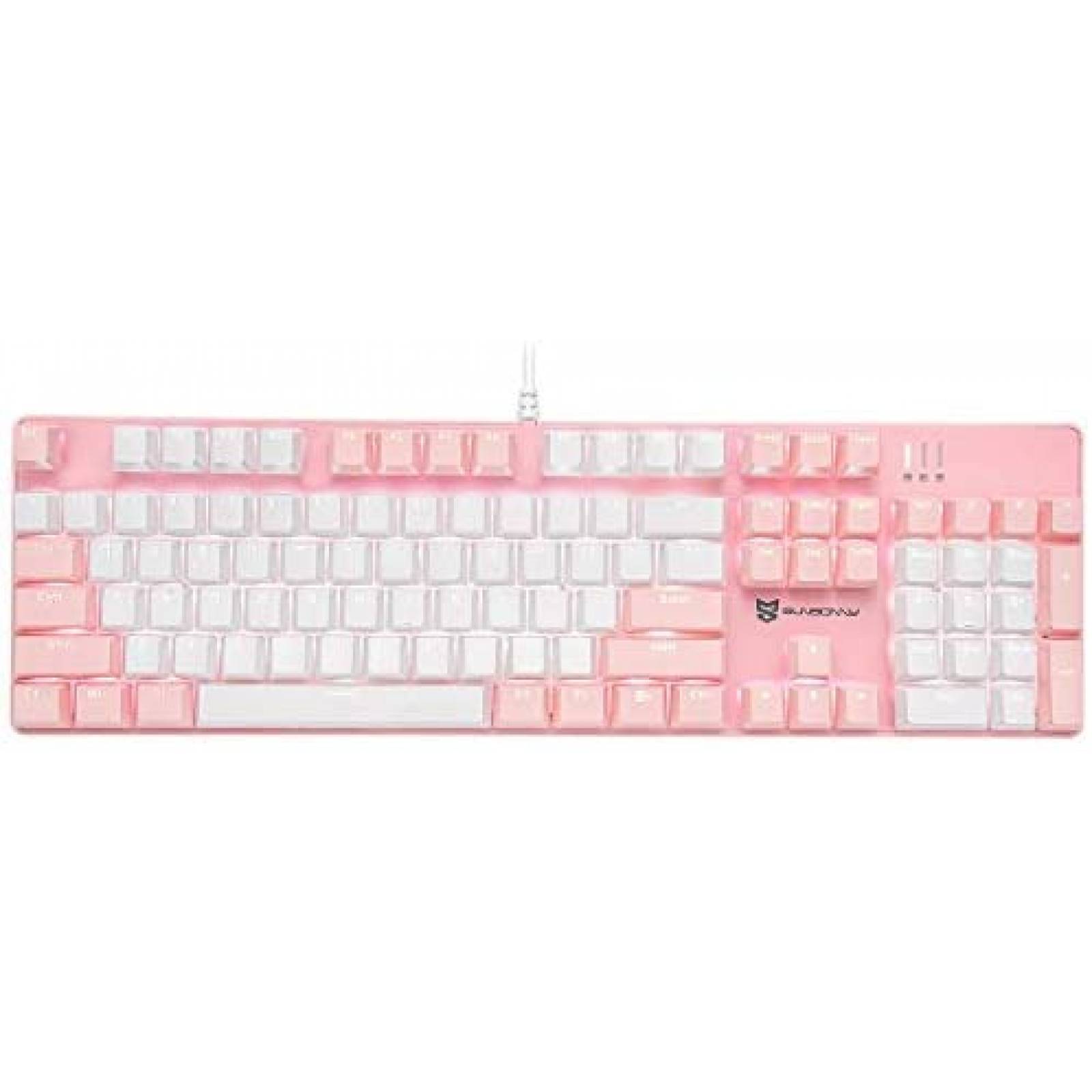 Teclado mecanico Qisan retroiluminado 104 de EE.UU. -Rosa