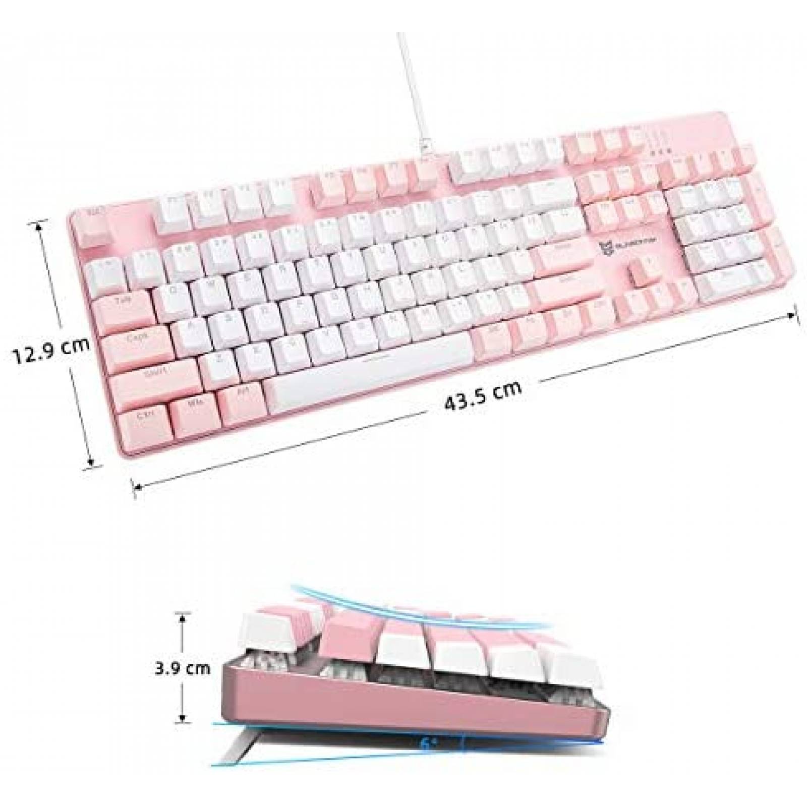 Teclado mecanico Qisan retroiluminado 104 de EE.UU. -Rosa