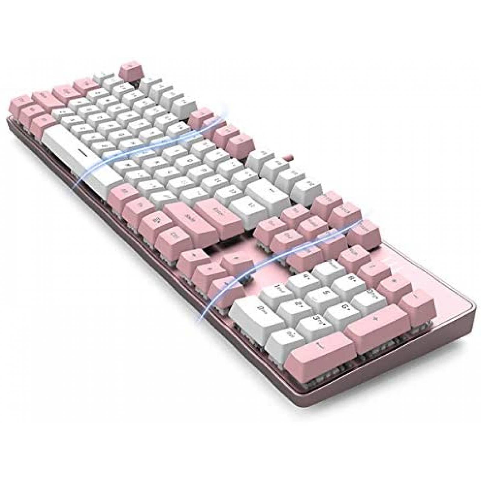 Teclado mecanico Qisan retroiluminado 104 de EE.UU. -Rosa