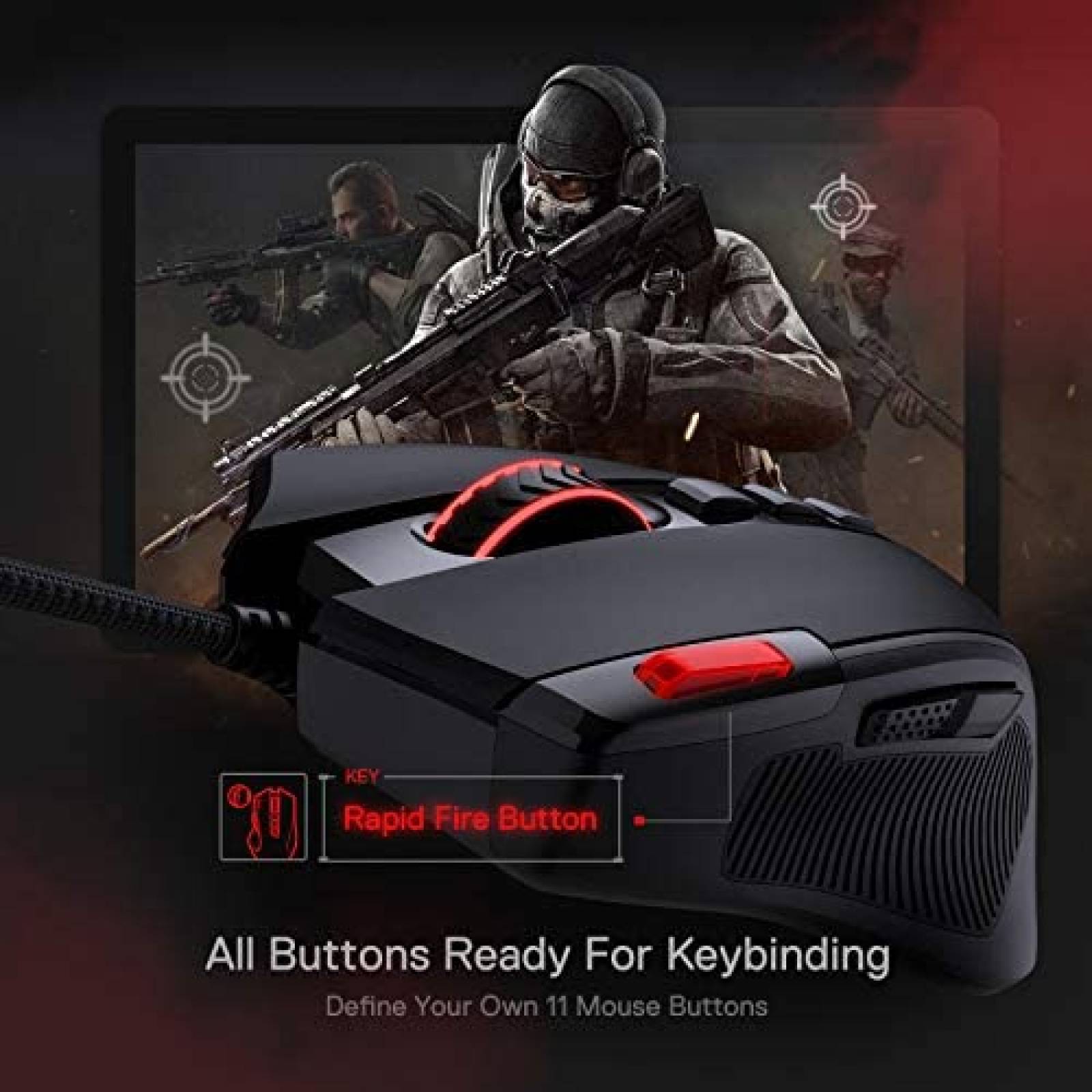 Mouse Redragon M612 Gaming RGB Programable Optico -Negro