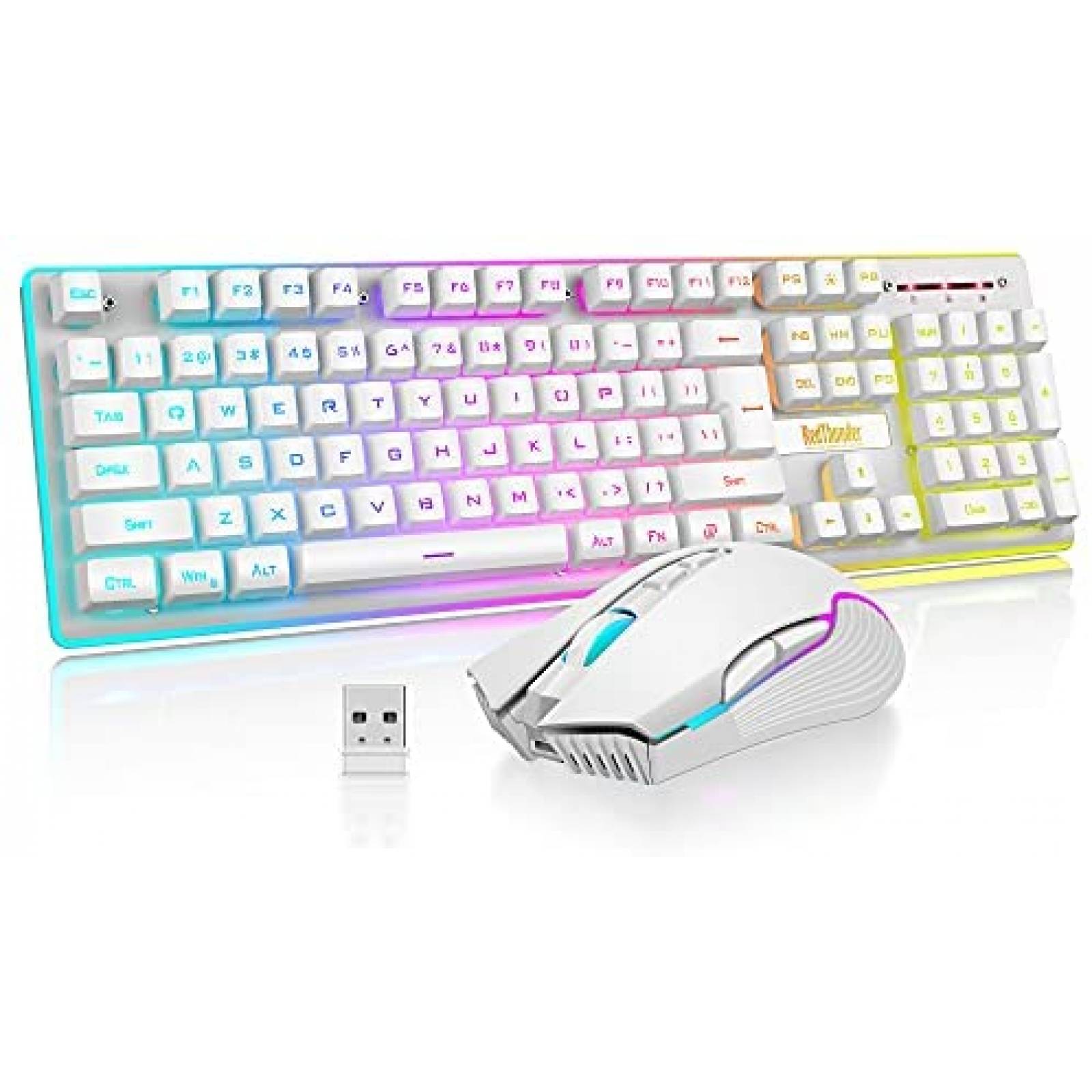 Teclado GAMER RedThunder K10 RGB 3800mAh 3200DPI -Blanco