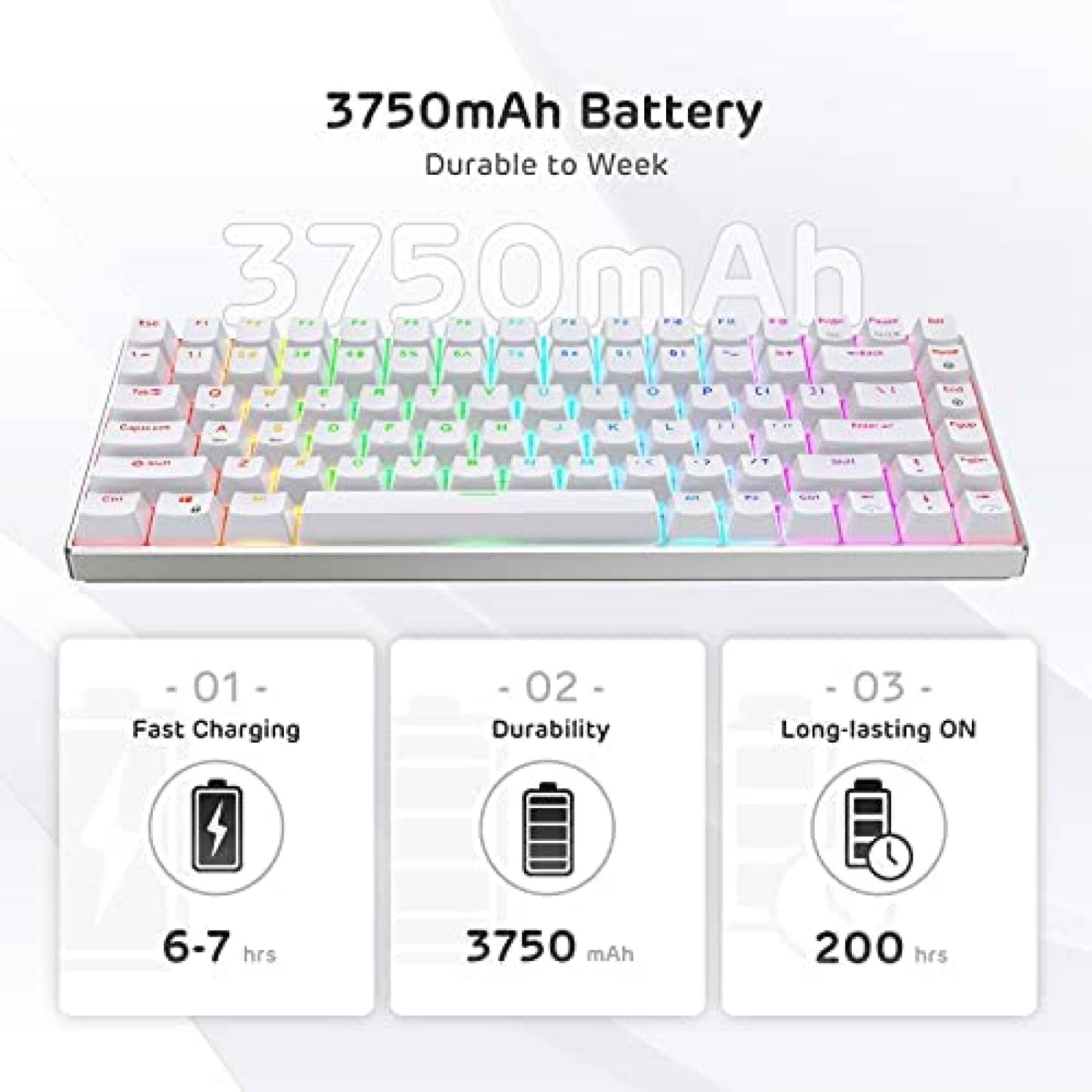 Teclado RK ROYAL KLUDGE RK84 Pro Inalambrico Mecanico-Blanco