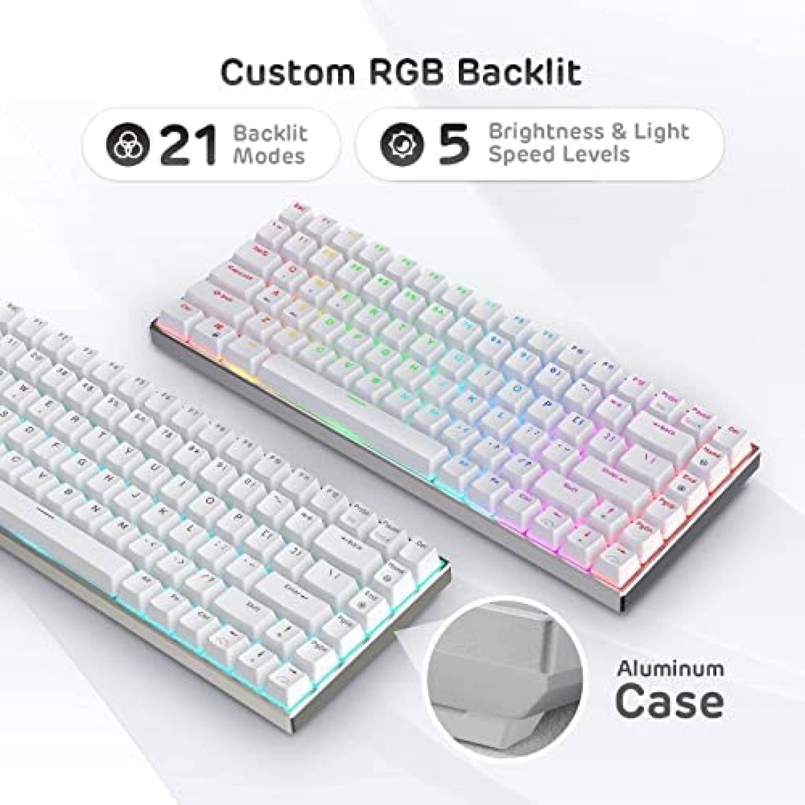 Teclado RK ROYAL KLUDGE RK84 Pro Inalambrico Mecanico-Blanco