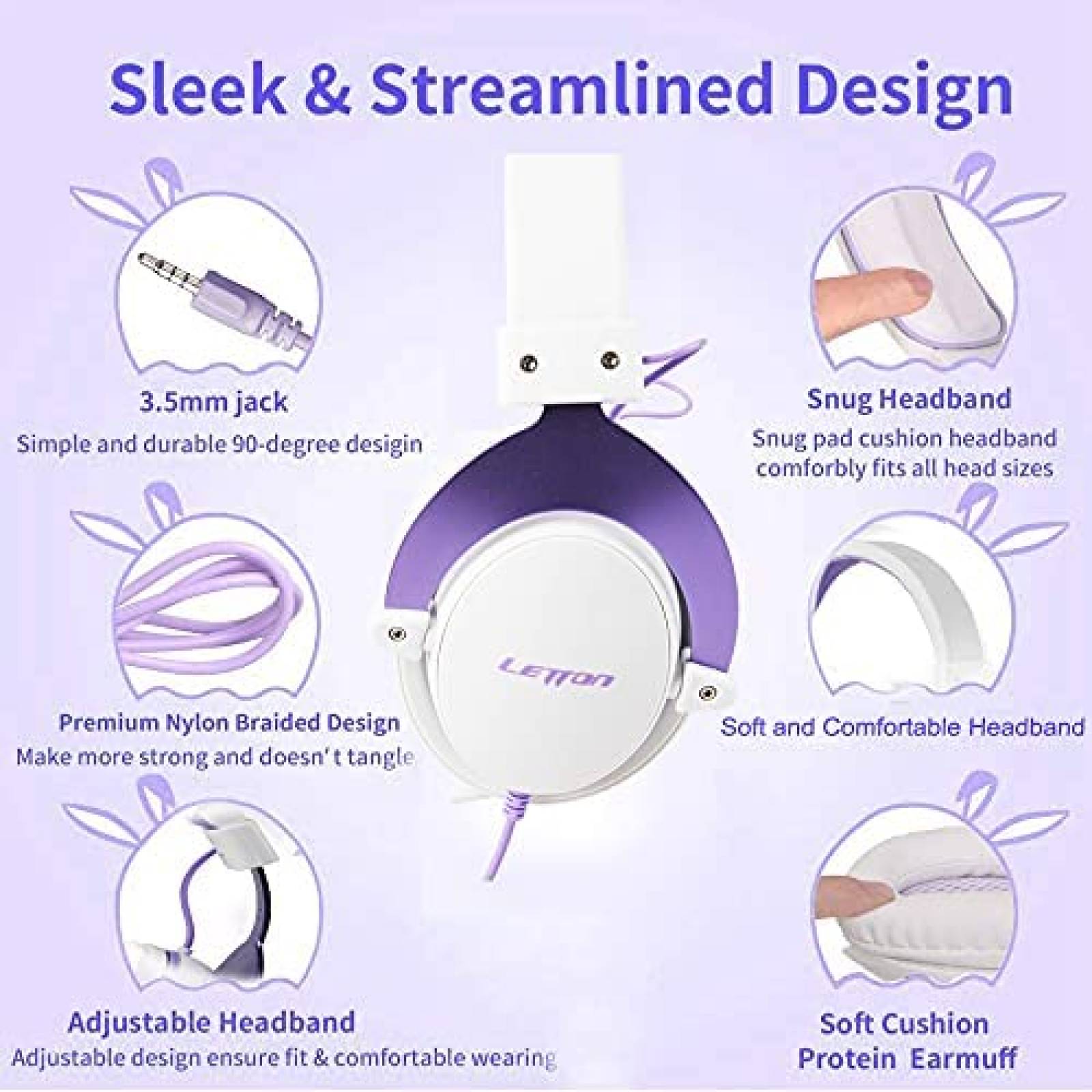 Audifonos para gamer SADES alambrico -Blanco/morado