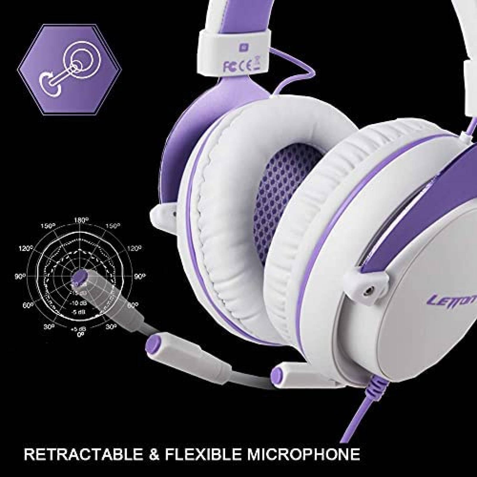Audifonos para gamer SADES alambrico -Blanco/morado