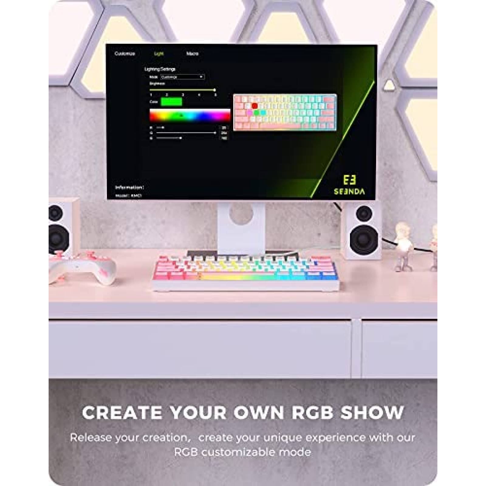 Teclado Seenda Pudding Hacker 61 teclas programable -Blanco