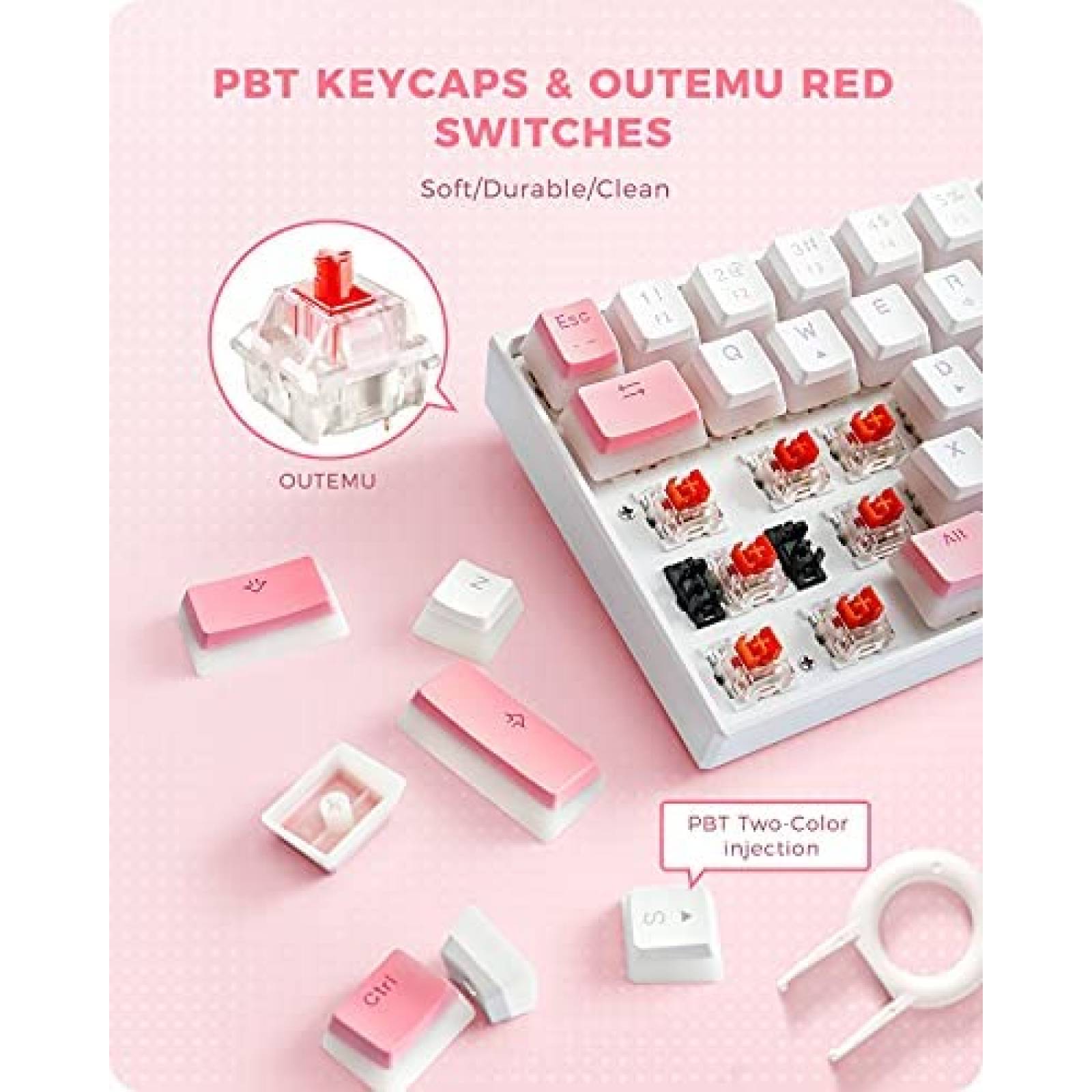 Teclado Seenda Pudding Hacker 61 teclas programable -Blanco