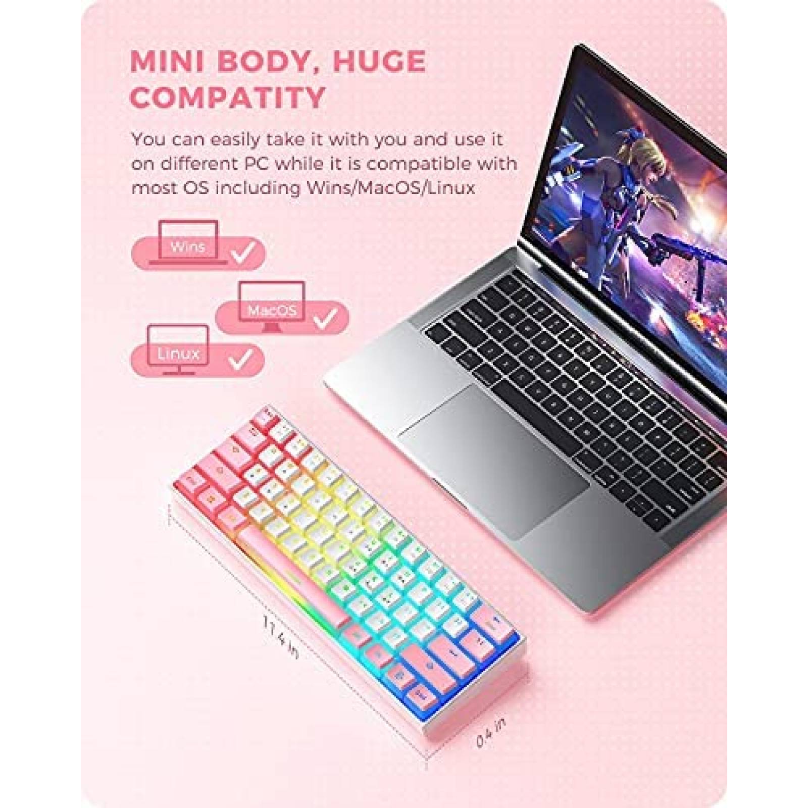 Teclado Seenda Pudding Hacker 61 teclas programable -Blanco