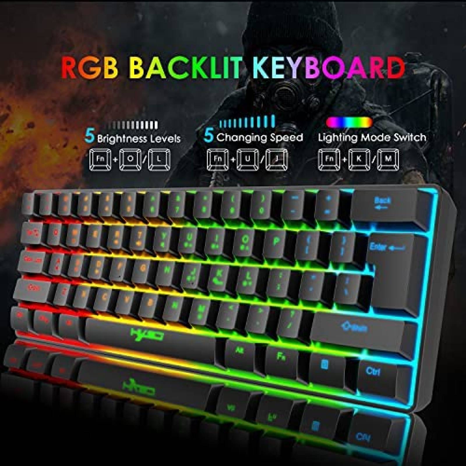 Teclado SELORSS Mecanico Gaming RGB Ergonomico 61 teclas