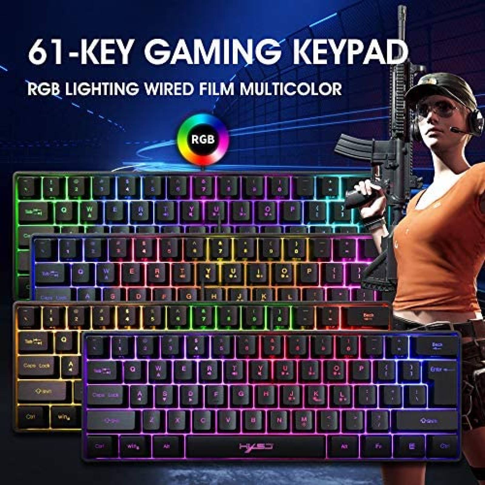 Teclado SELORSS Mecanico Gaming RGB Ergonomico 61 teclas