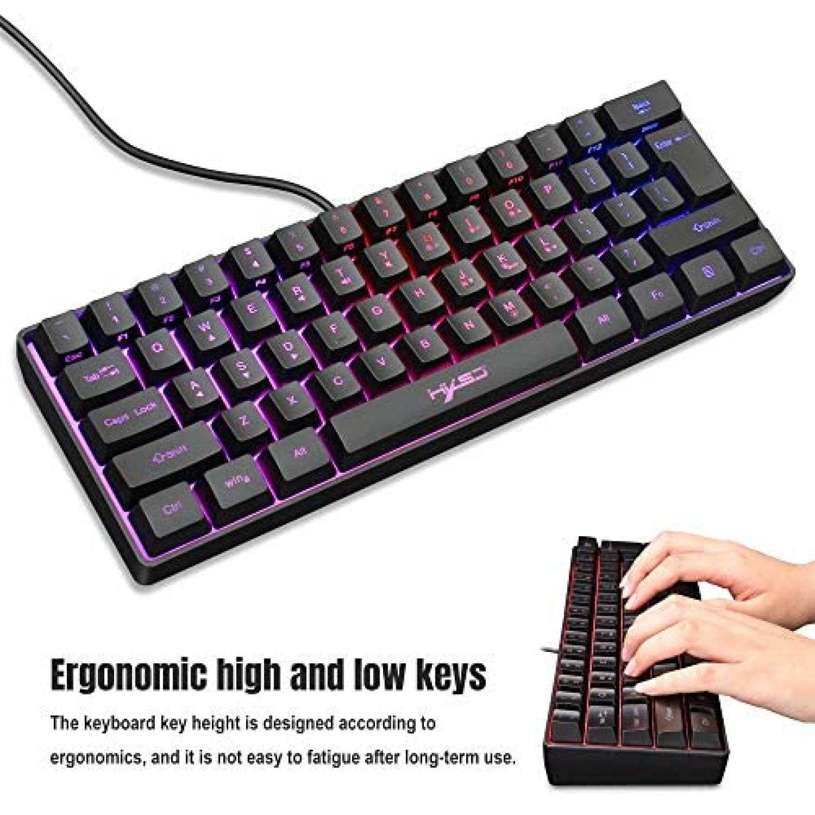 Teclado SELORSS Mecanico Gaming RGB Ergonomico 61 teclas