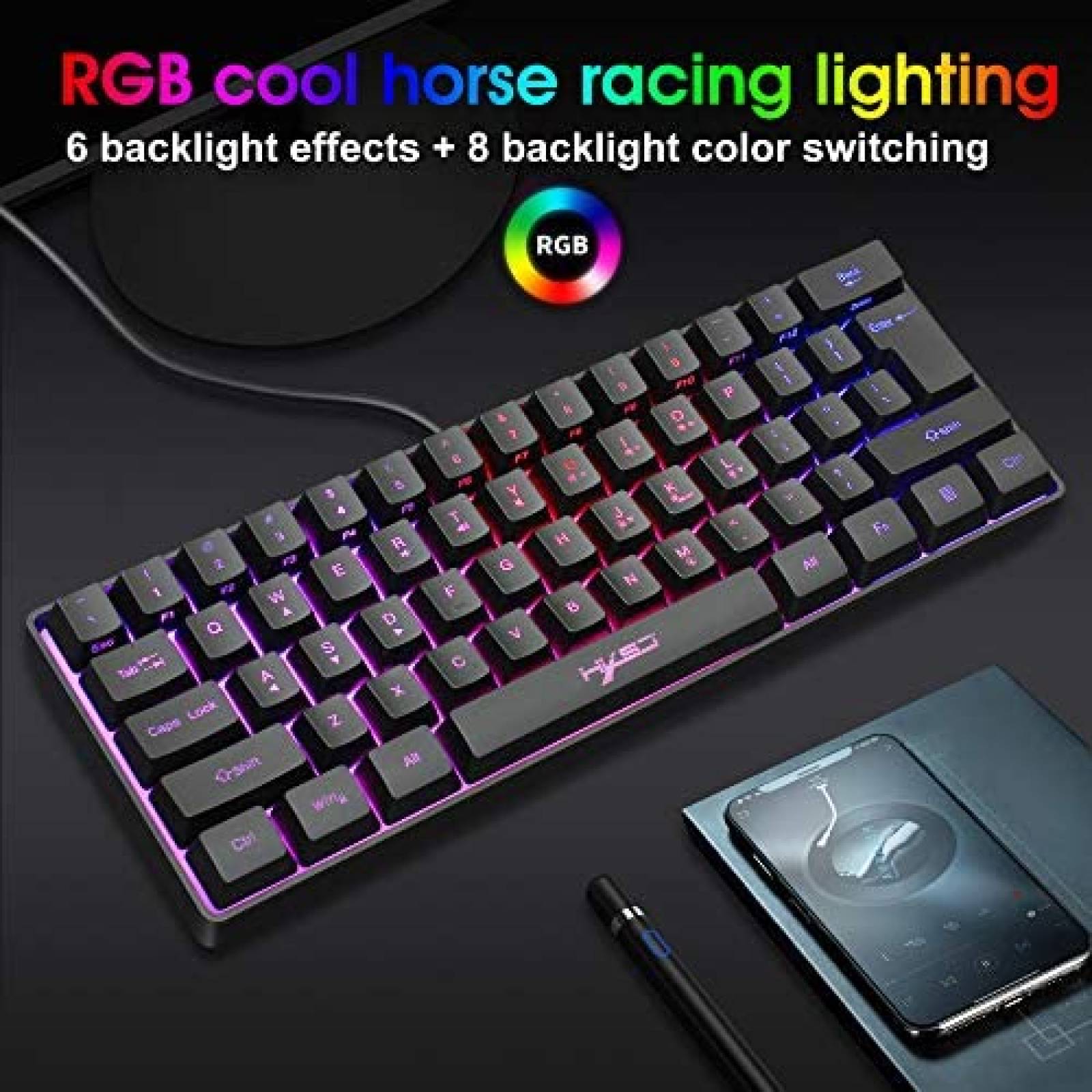 Teclado SELORSS Mecanico Gaming RGB Ergonomico 61 teclas