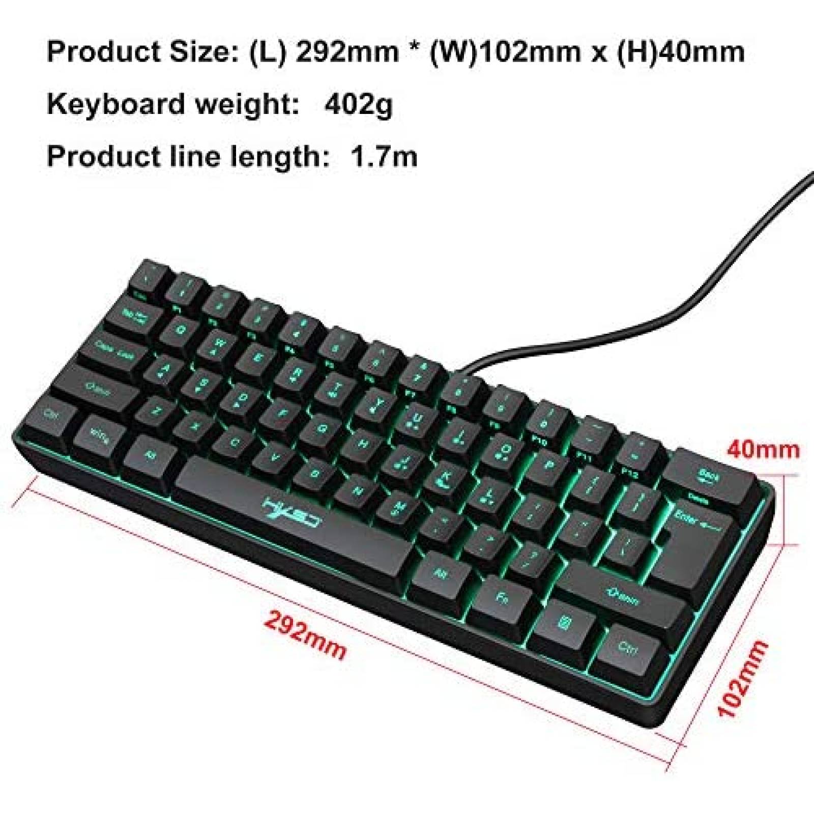 Teclado SELORSS Mecanico Gaming RGB Ergonomico 61 teclas